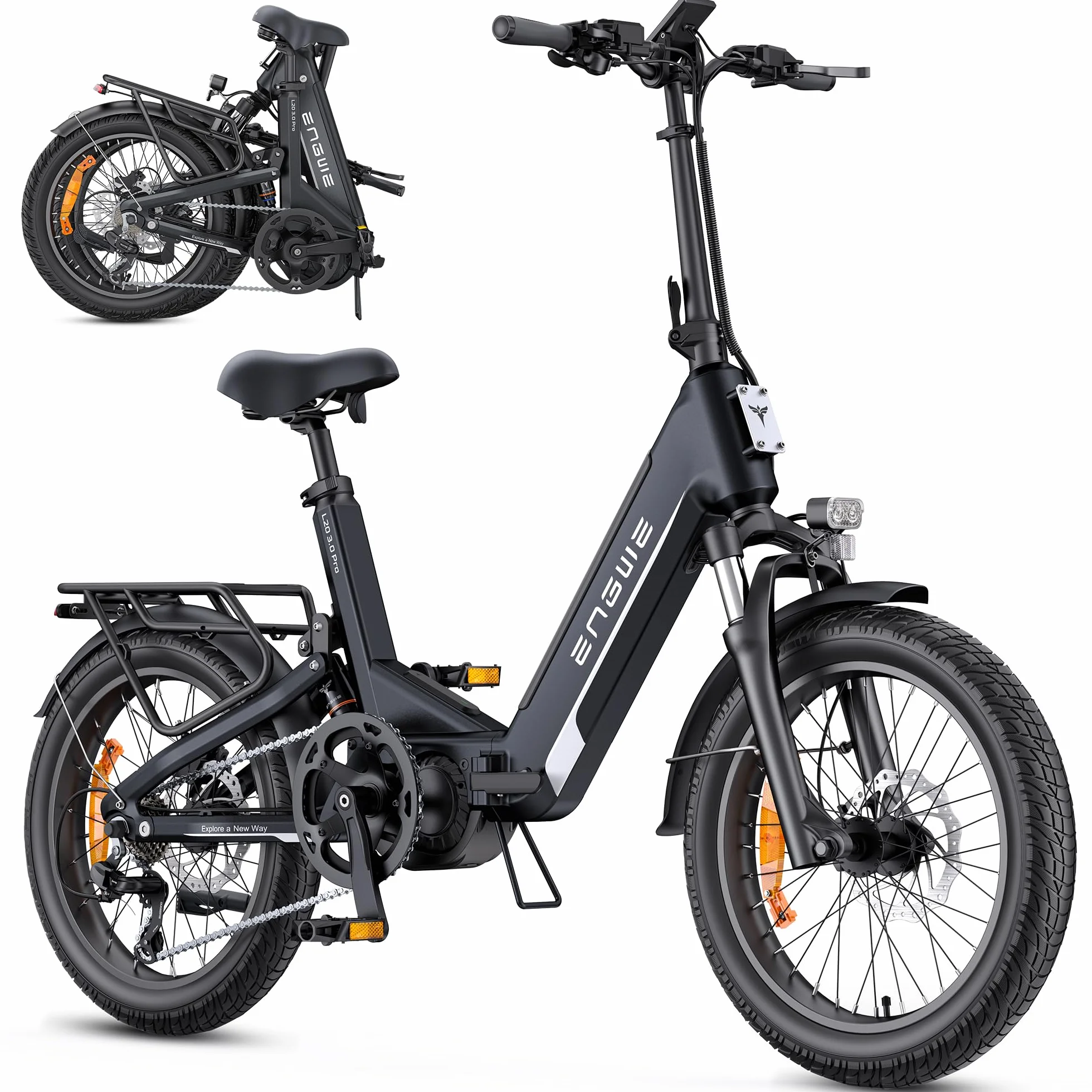 ENGWE Bicicleta Eléctrica con App&IOT, Bicicleta Eléctrica 48V 15Ah con Batería hasta 160km, Sensor de Par y Freno Hidráulico, Neumáticos 20 * 3.0, 2 Horas de Carga