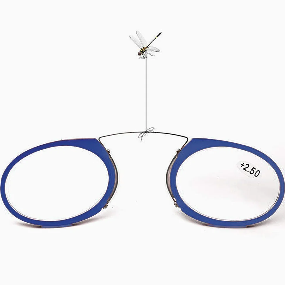 Gafas de lectura unisex antideslizantes compactas clip nariz Azul +2.0