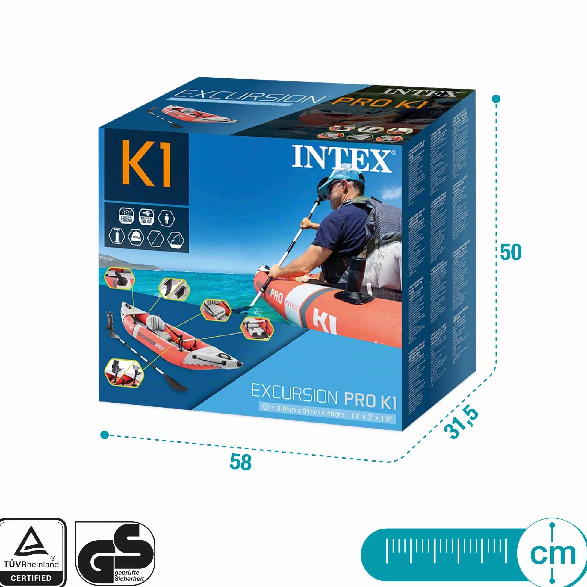 INTEX Kayak Hinchable Excursion Pro Remo + Hinchador