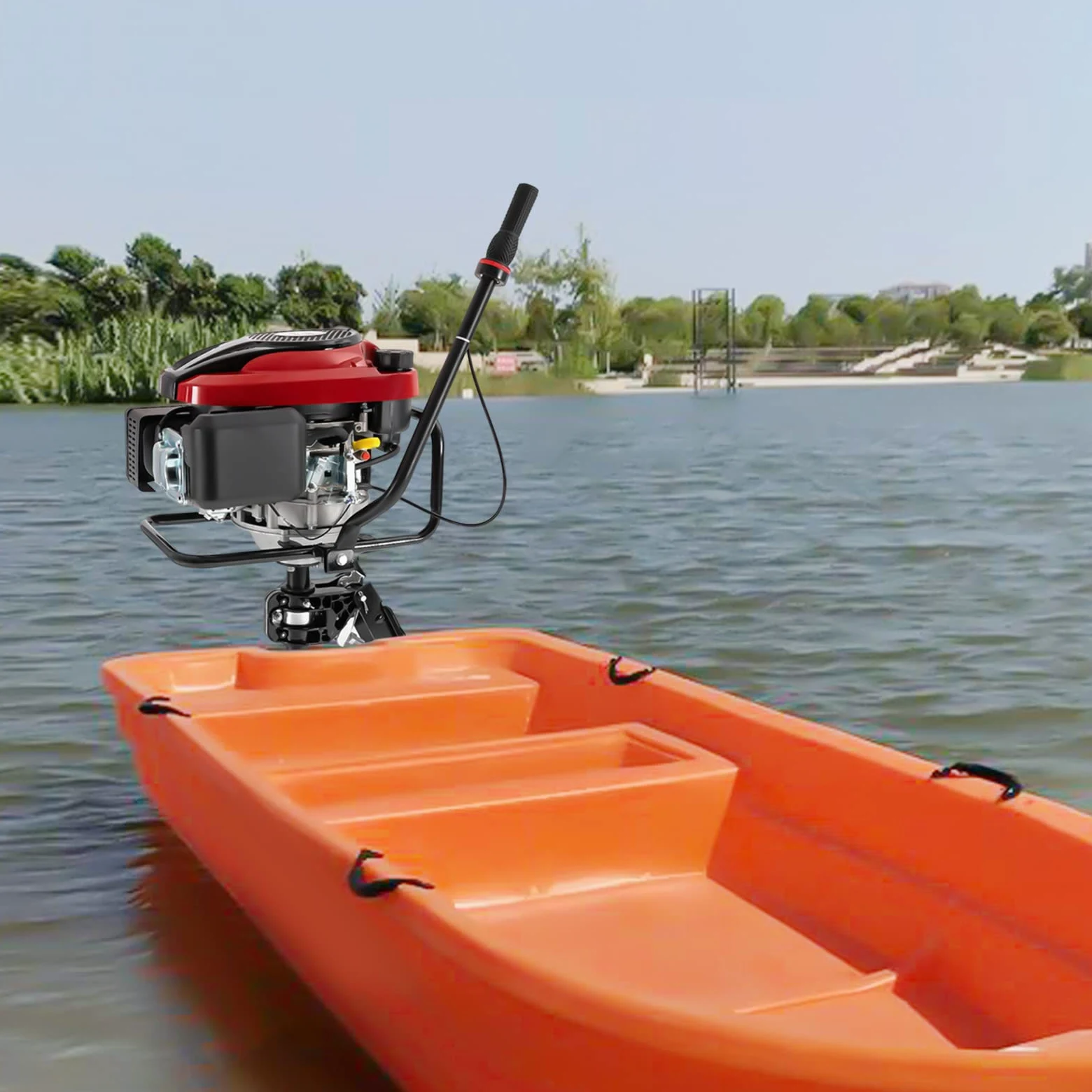 Motor fueraborda de 4 tiempos, 196 cc, motor fueraborda, motor de gasolina, 1,4 carreras, 8 CV, refrigerado por aire, motor para bote inflable, motor de barco con sistema de encendido TCI para bote de