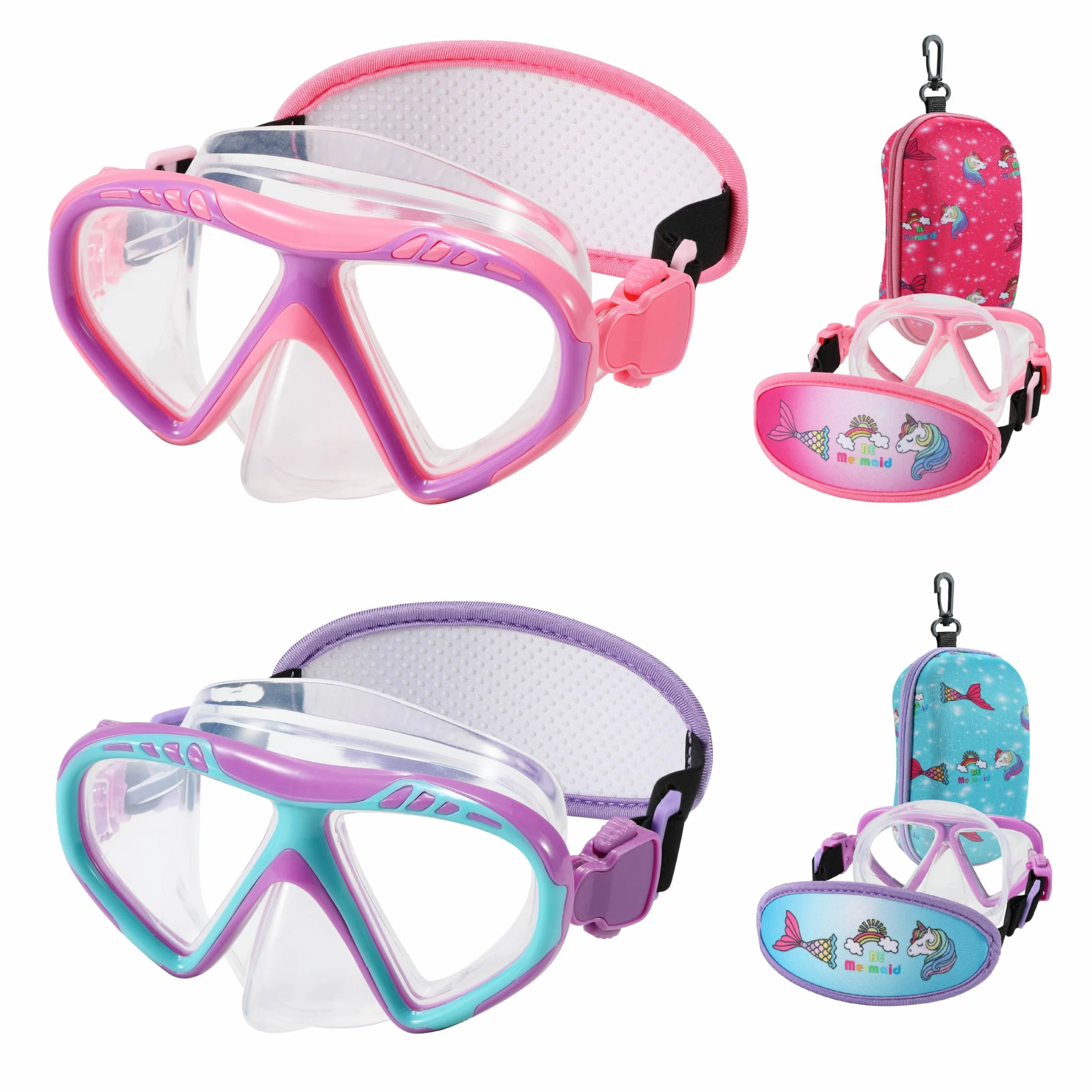 Gafas de natación para niños pequeños, máscara de natación para niños sin tirones de pelo, antivaho para niños