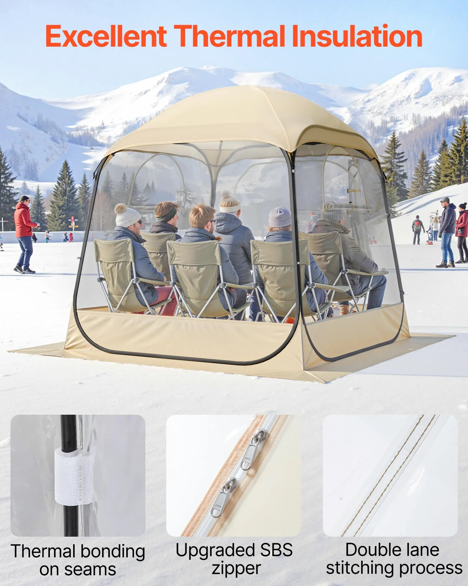 VEVOR Tienda de campaña deportiva desplegable, 4 tamaños opcionales, tienda de campaña transparente de burbujas para 1 a 6 personas, impermeable al aire libre con tapete y cubierta superior, tienda de