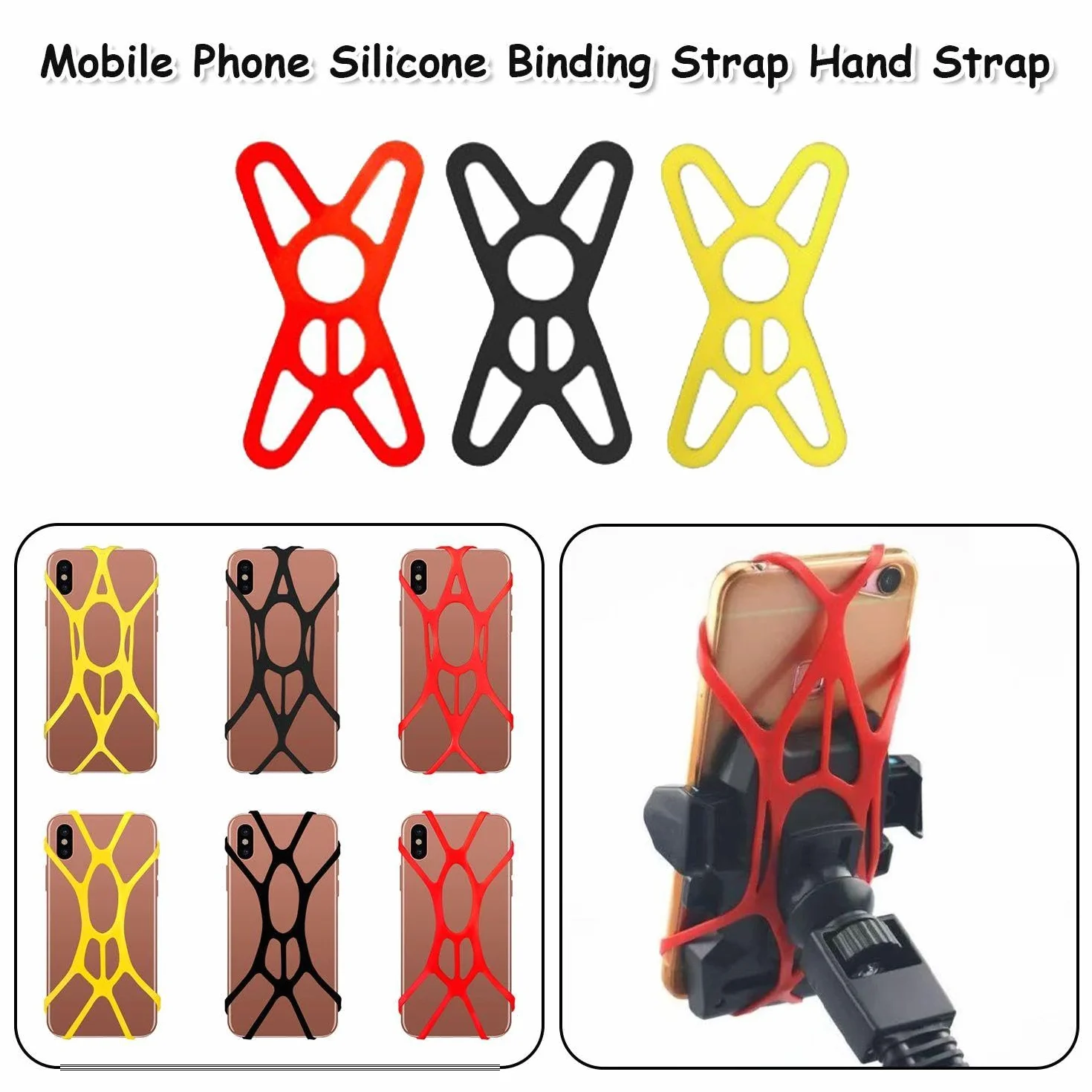5 Bandas De Silicona para Bicicleta Y 3 Bandas De Silicona para Teléfono Móvil, Accesorios para Bicicleta, Herramientas De Soporte para Manillar, Bandas Fijas Elásticas Multifuncionales