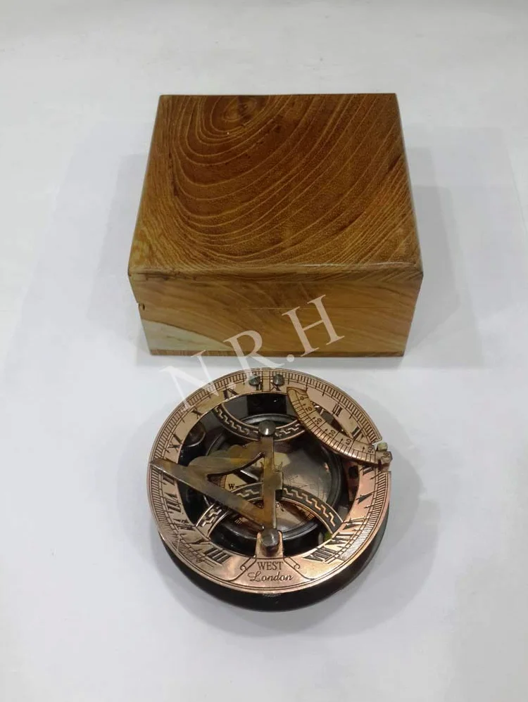 Nautical West London Brújula de cobre Sundial Brújula de navegación de latón