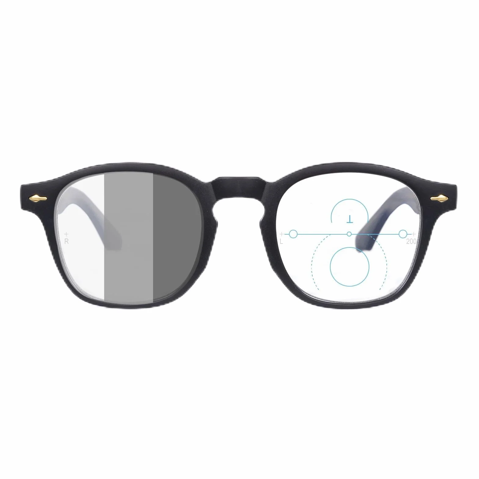 OKH Gafas de Lectura Multifocus Progresiva Fotocrómica Bloqueo de Luz Azul Negro 2.0