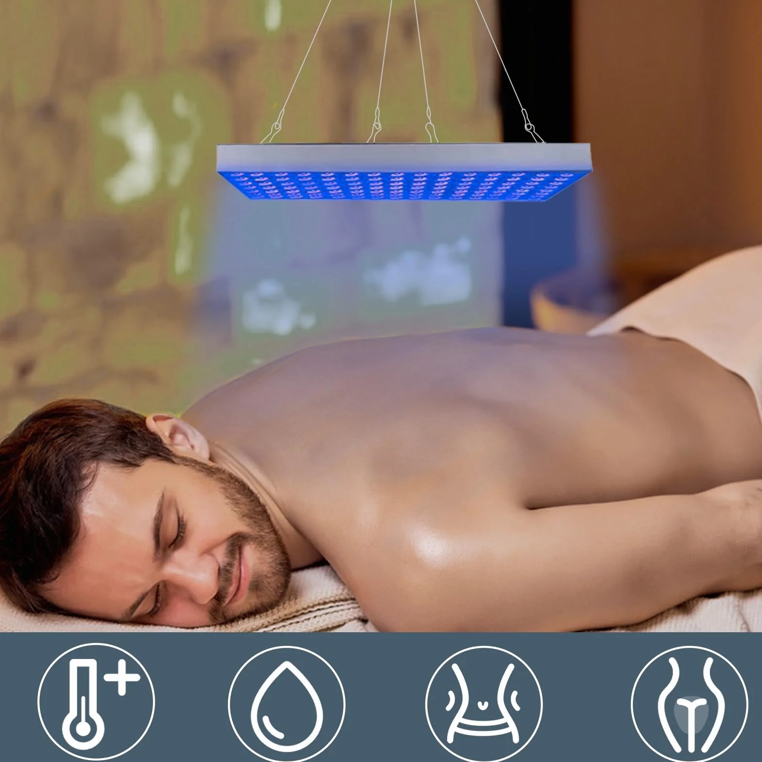 Lámpara bronceadora portátil con soporte ajustable y ganchos para colgar