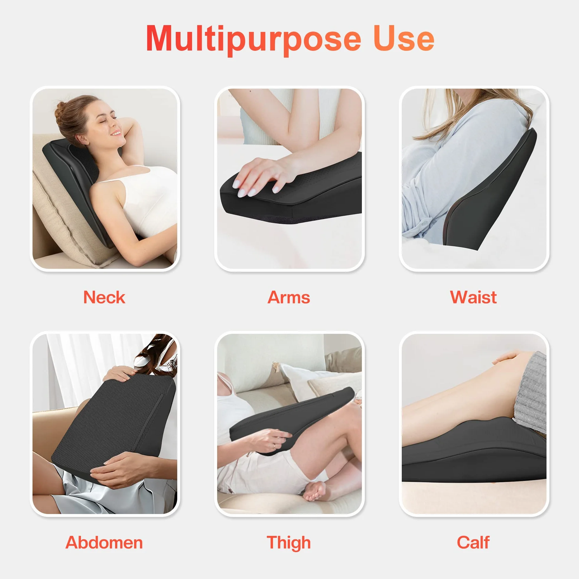 COMFIER Almohada de Masaje Shiatsu con Calor, Masajeador de Espalda 3D, Almohada Lumbar para Silla