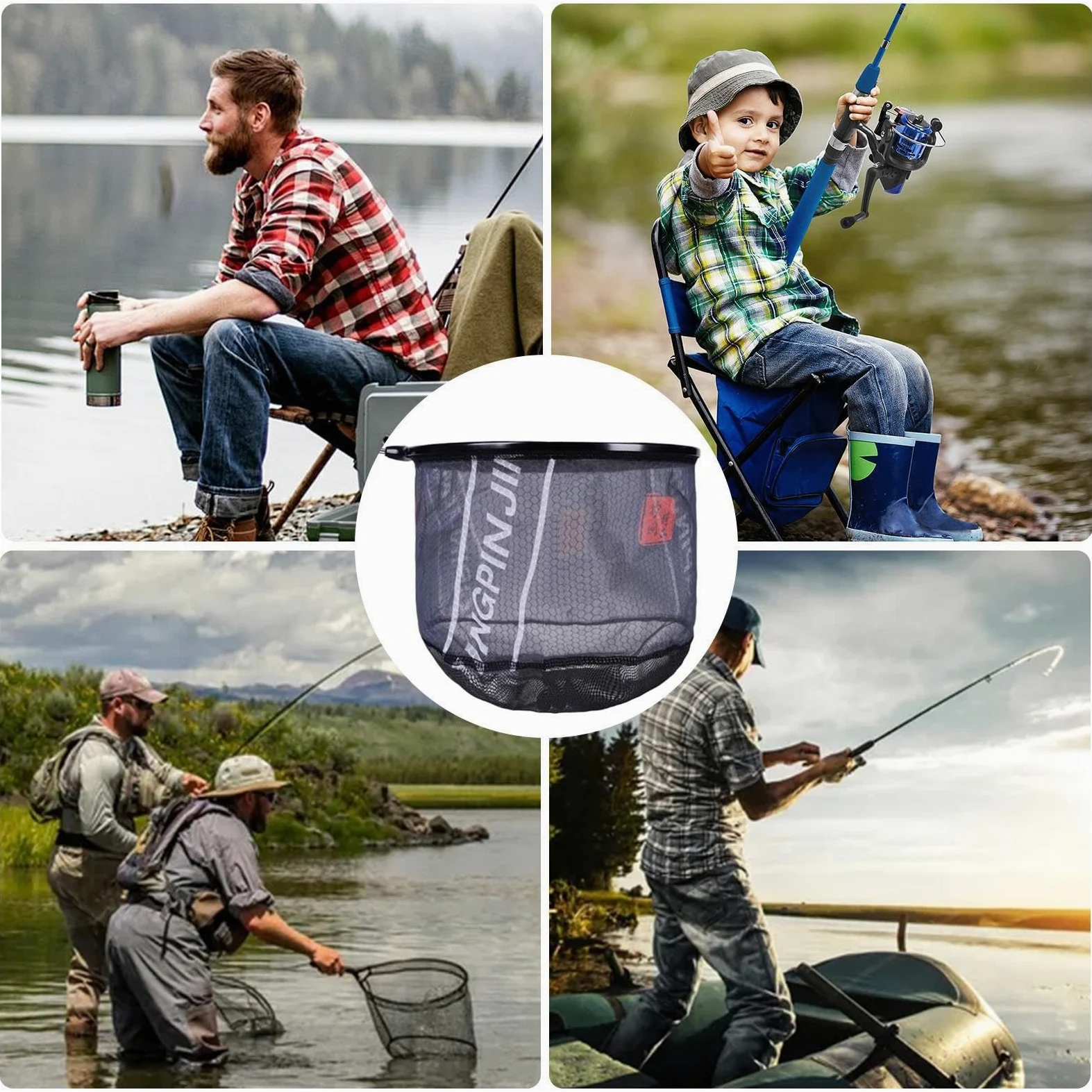 Redes de pesca para pesca – Pesca multifuncional de alta resistencia | red de aterrizaje ligera y grande, red de pesca portátil para pesca en hielo
