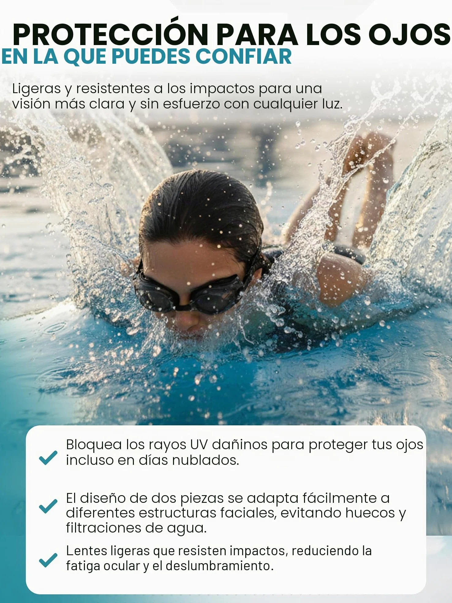SPORTS WORLD VISION Gafas de natación ópticas | Unisex impermeables Gafas de buceo para adultos dioptrías positivas y negativas | Protección UV antivaho, visión nítida y gran angular | Ajuste cómodo