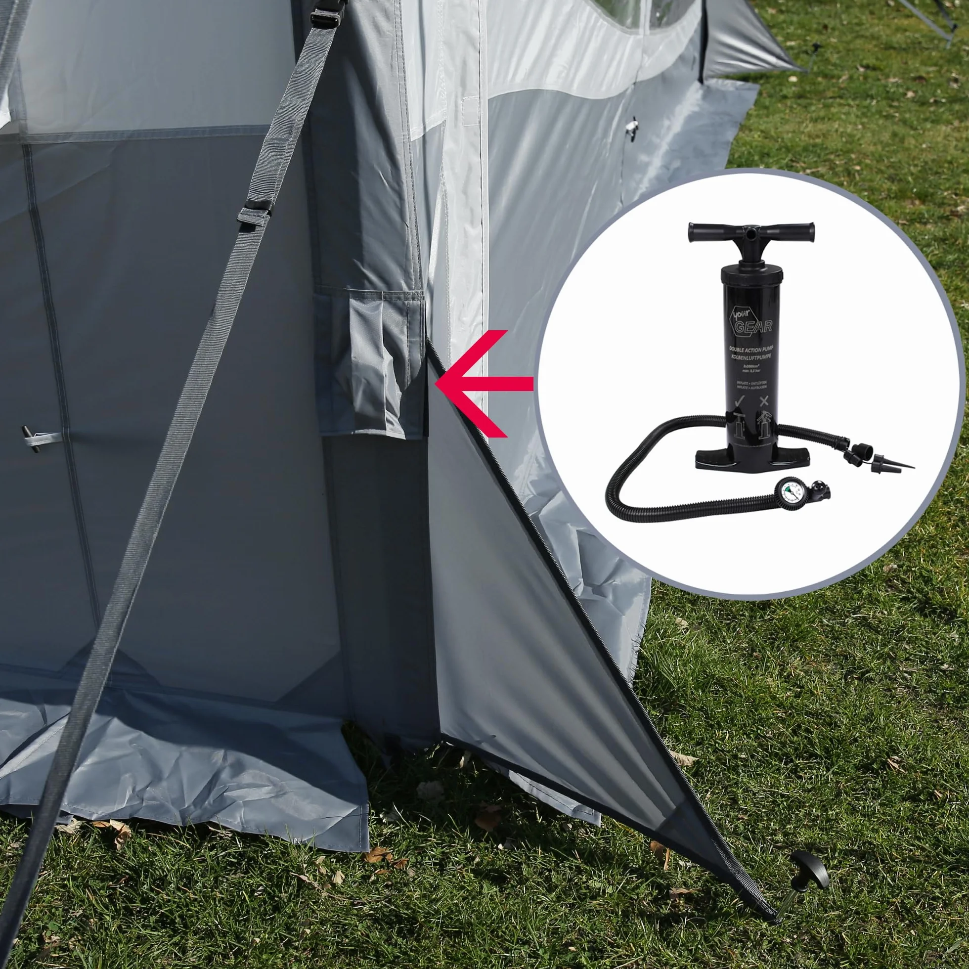 your GEAR Brela Air 360 – Tienda de campaña de aire para Hobby Beachy Caravan – Parasol y toldo para caravana con listón – UV 50+ (para Beachy 360)