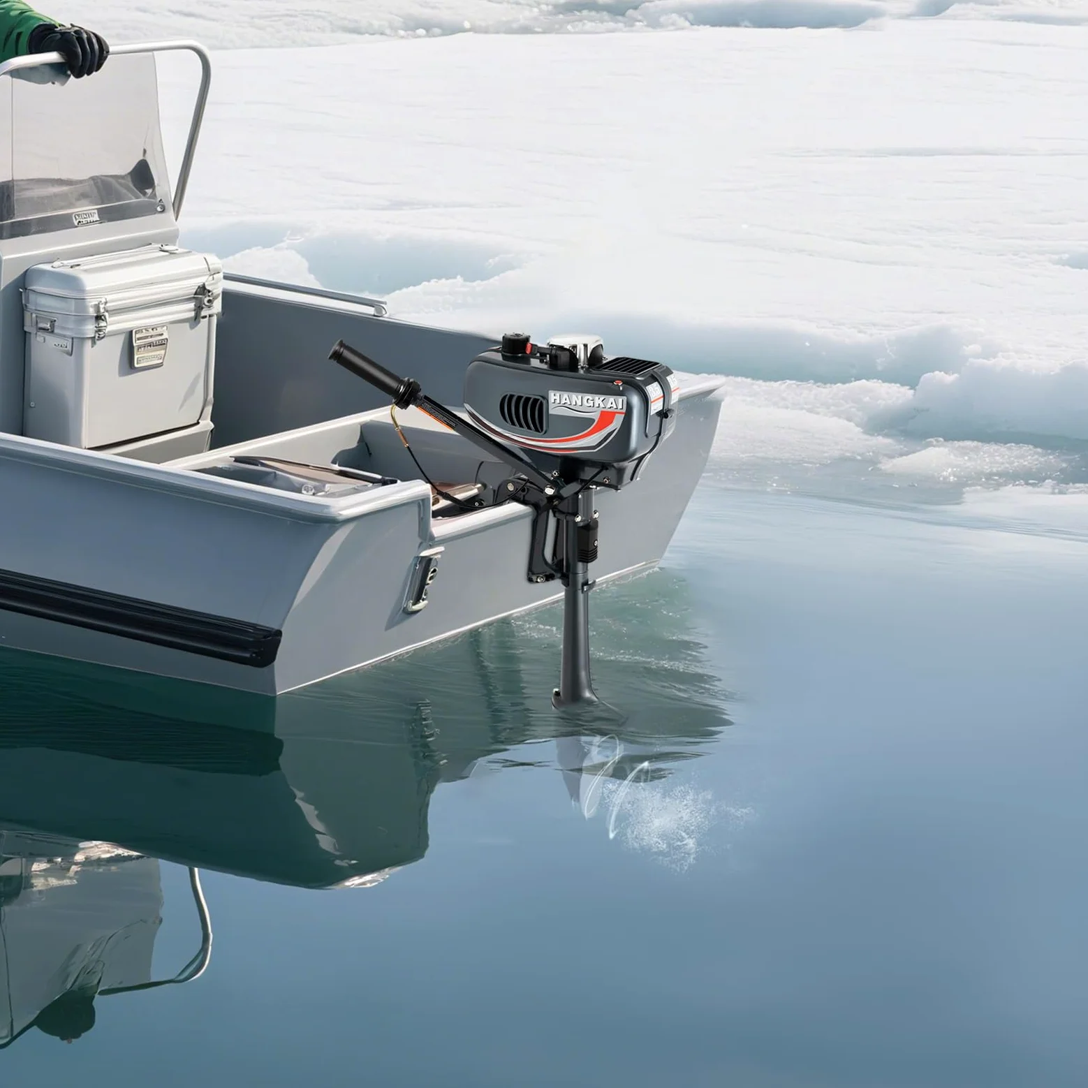 Motor fueraborda 3,5 CV 2 tiempos – 49ccm de eje corto con arranque manual, refrigeración por agua y aire, para bote inflable y barco de pesca