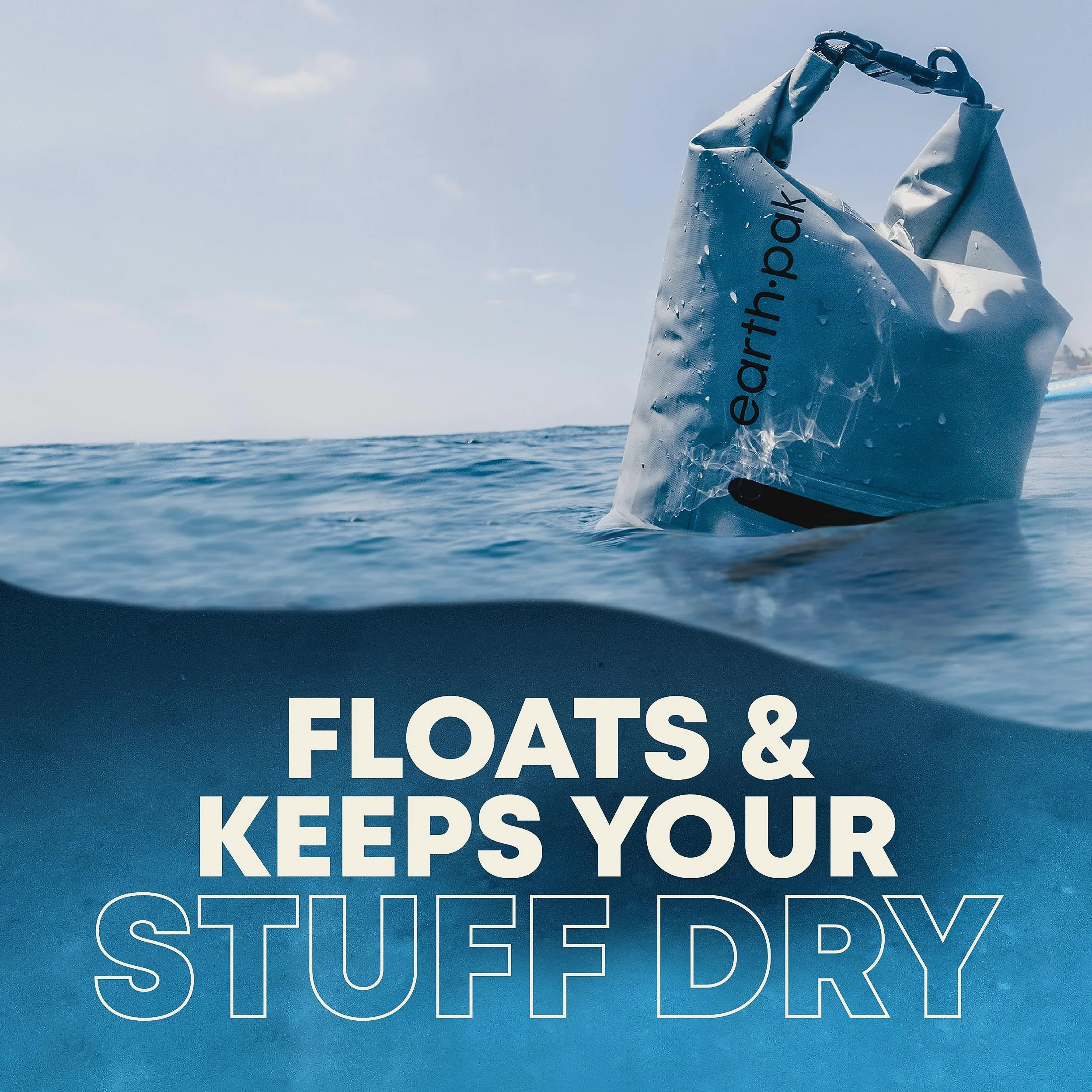 Earth Pak – Bolsa Impermeable con Funda Impermeable para teléfono móvil - Mantiene el Equipo seco para Kayak, Playa, Deportes, Rafting, Acampada, Senderismo y Pesca (Aguamarina, 40L)