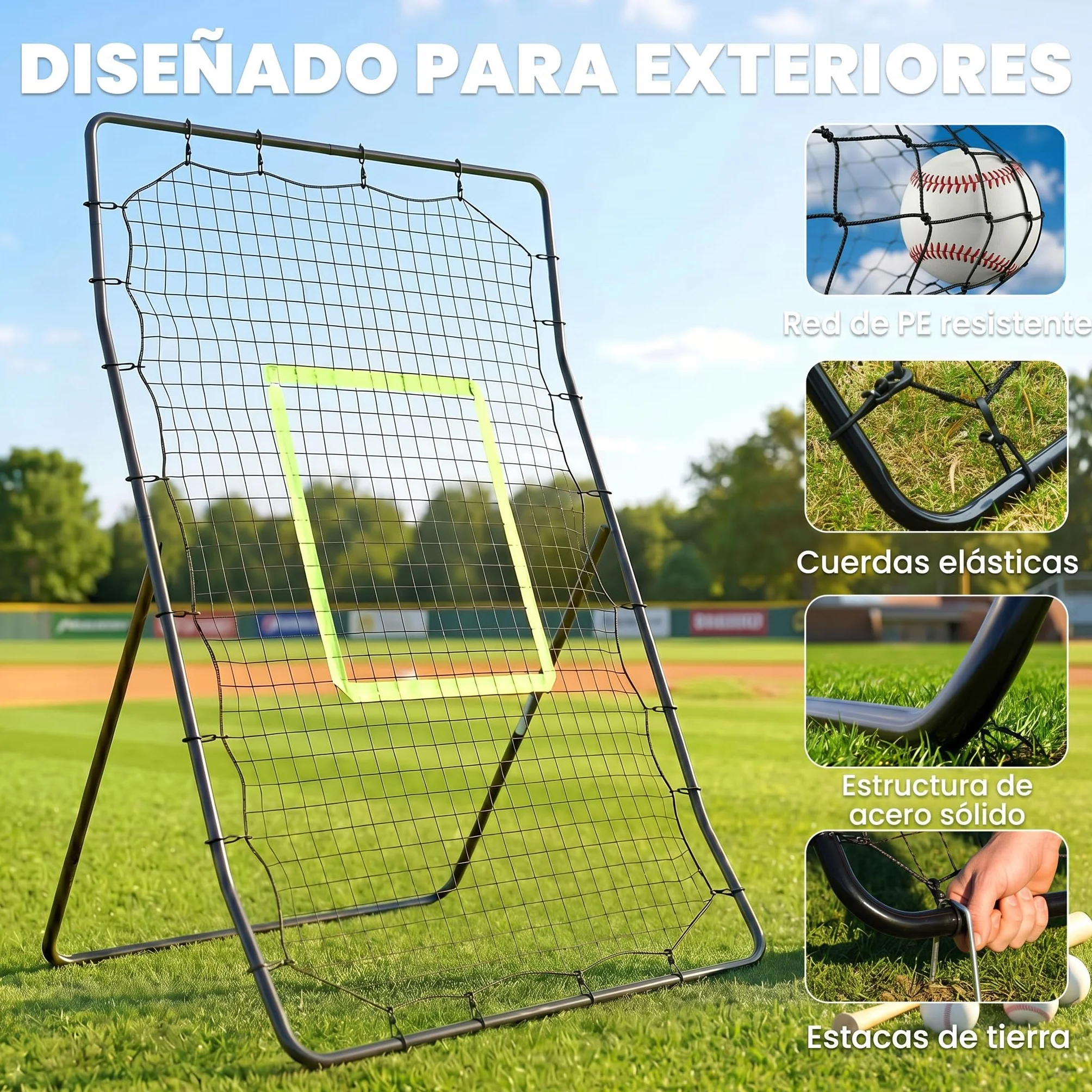 HOMCOM Red de Béisbol Red de Práctica de Béisbol y Softbol con Marco Metálico y Ganchos para Entrenamiento de Fútbol Tenis 123x90x174 cm Negro