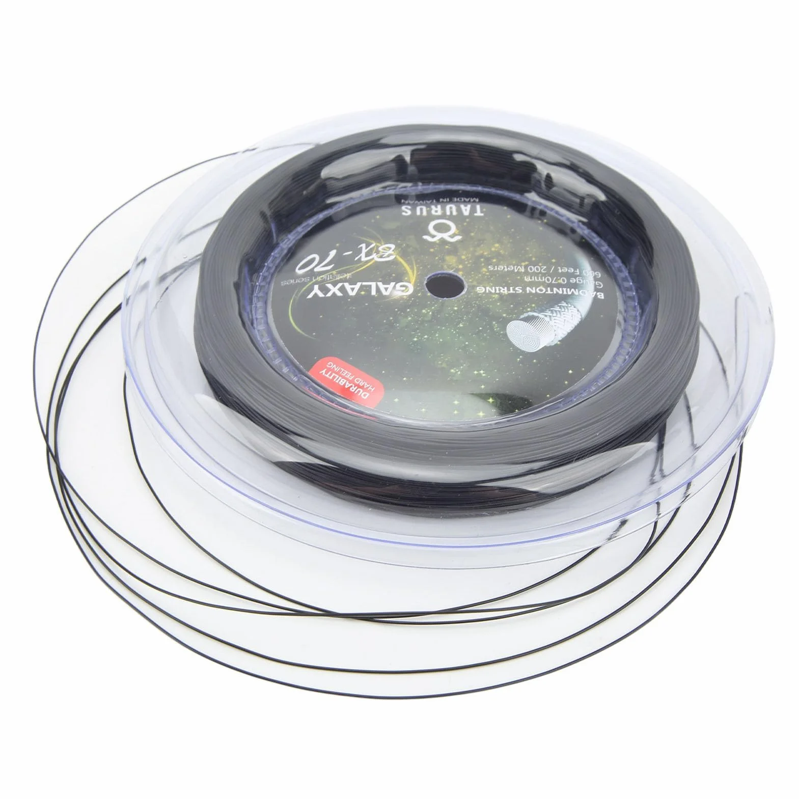 Cuerda de Raqueta de Bádminton Profesional, Piezas de Repuesto de Bobina de 0,7mm y 200m, Color Brillante de Alta Elasticidad (Black)
