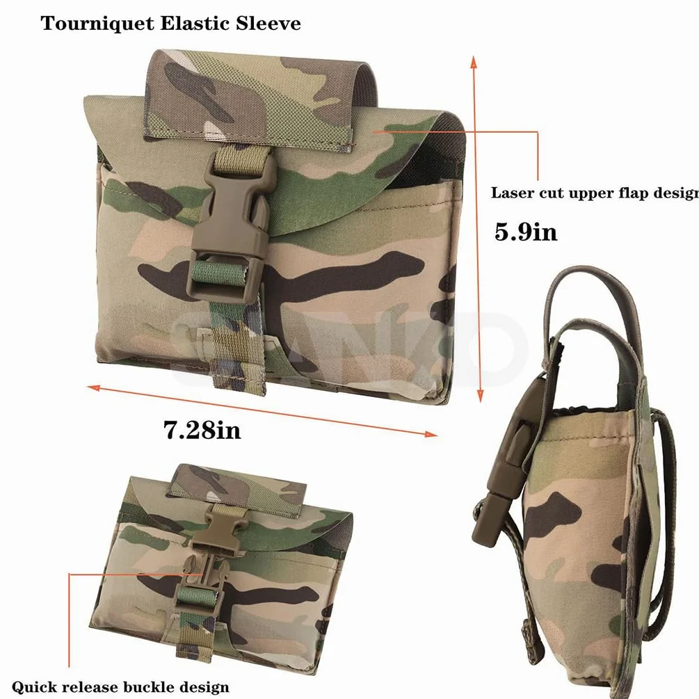 Bolsa táctica para exteriores IFAK Molle, kits de primeros auxilios, caza, airsoft, paintball, emergencia médica, liberación rápida, bolsa EMT portátil con torniquete, camuflaje, Talla única