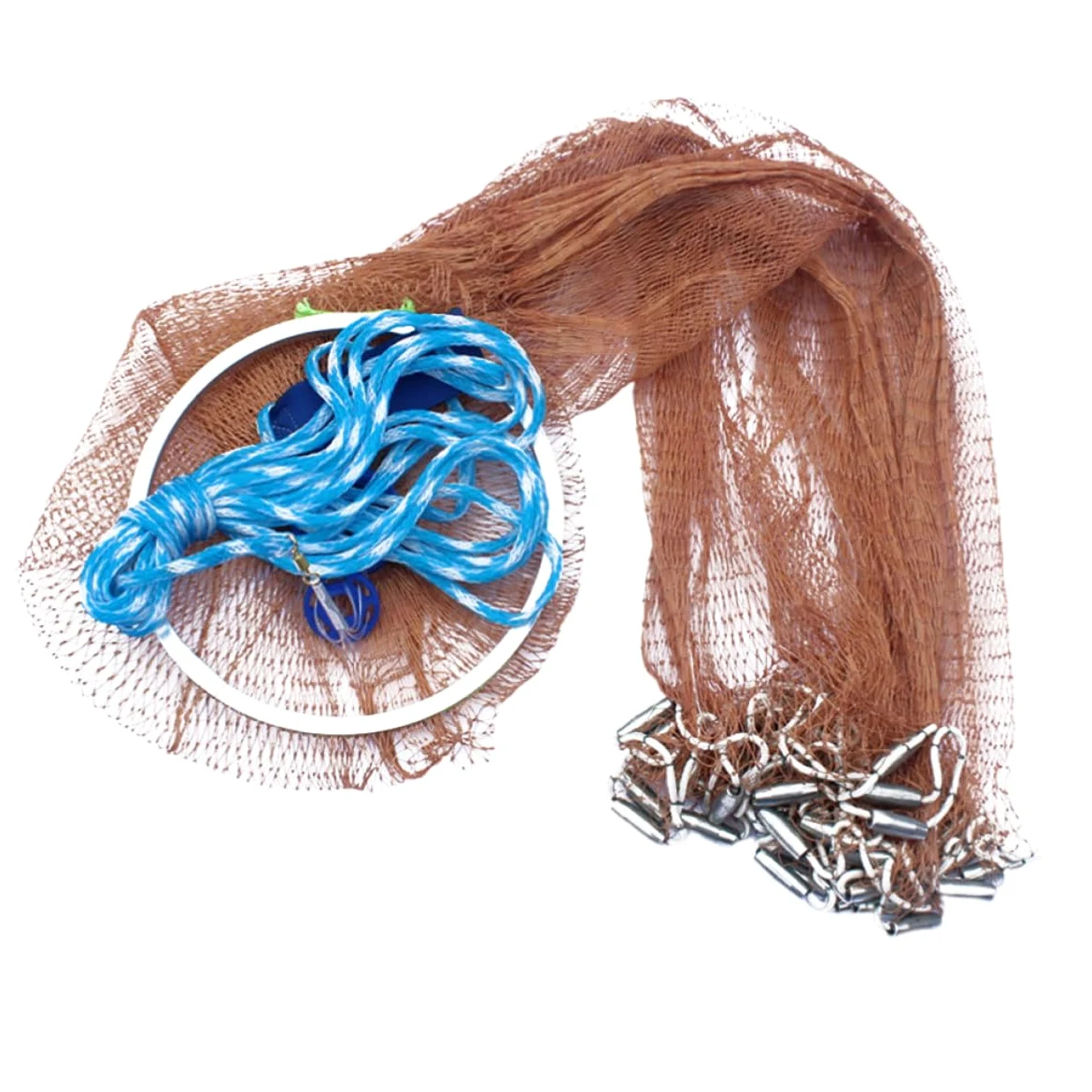 Housoutil Red de Pesca Portátil de Nylon Azul Diseño 360° y Ligera para Camarones y Cangrejos en Agua Dulce y Salada Color Aleatorio