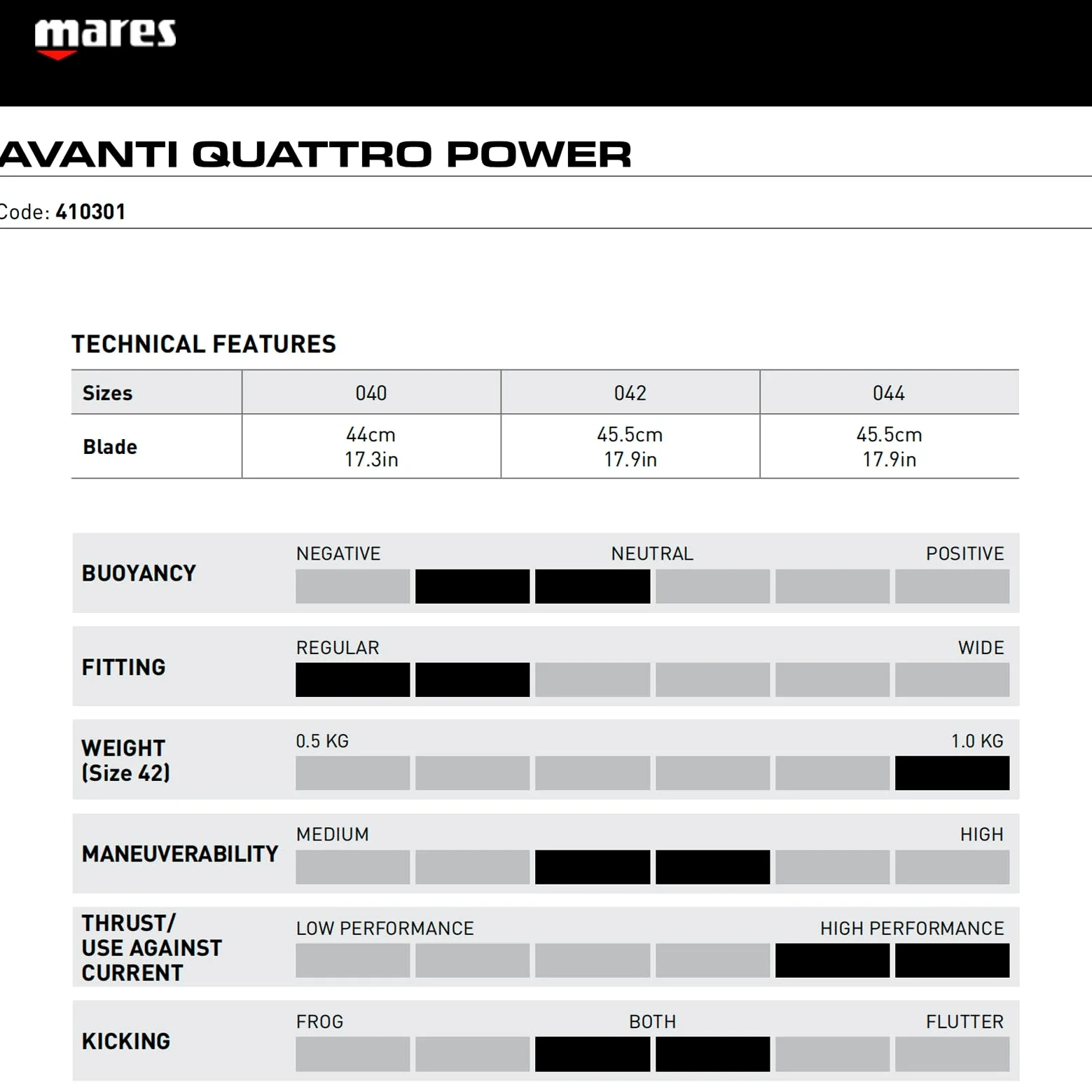 Mares Avanti 4 Power - Aletas Unisex