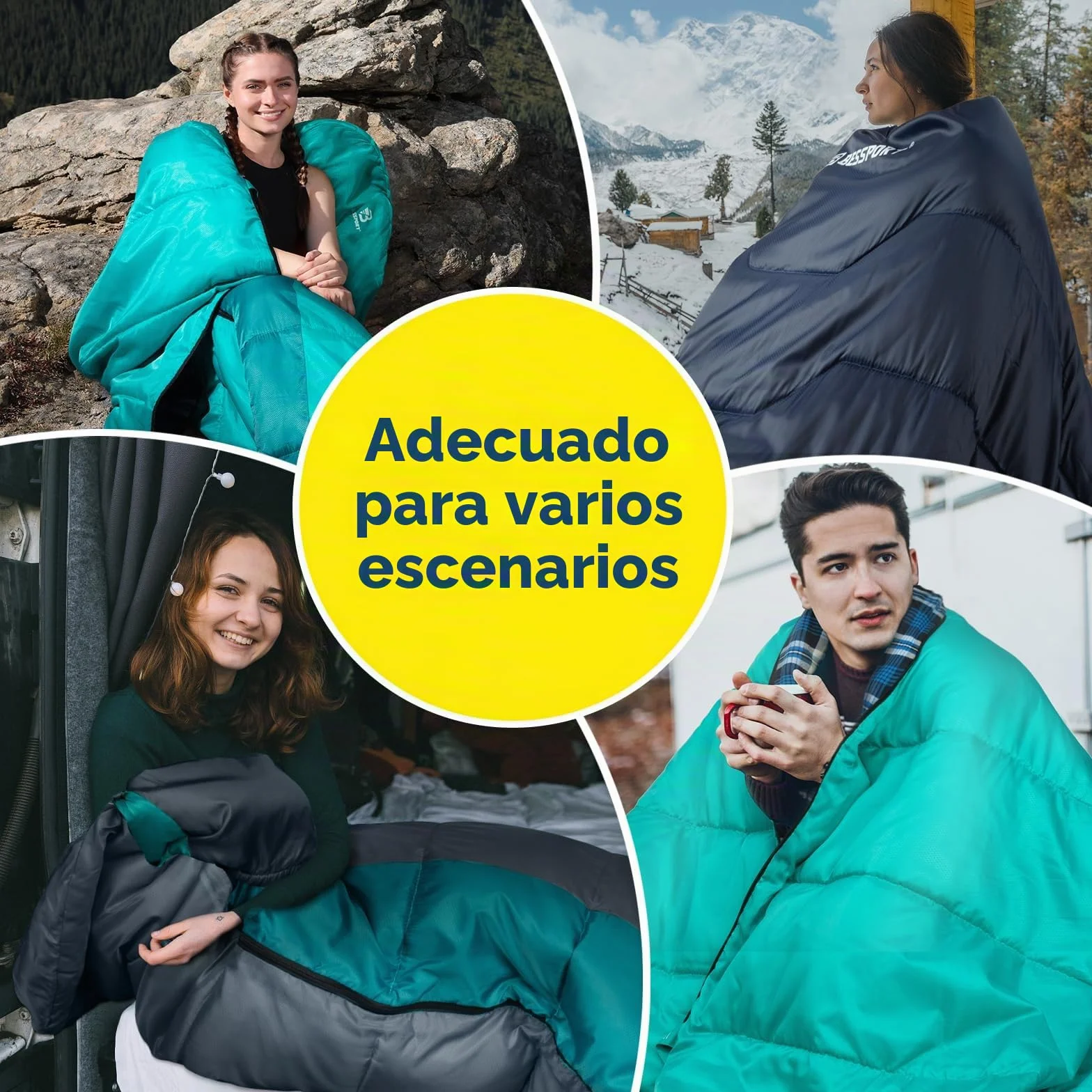 Bessport Saco de Dormir para Camping 3-4 Estaciones -8 °C – 20 °C | Saco de Dormir de Invierno Ligero, Impermeable y cálido para Adultos, mochilero, Camping, Senderismo y Viajes