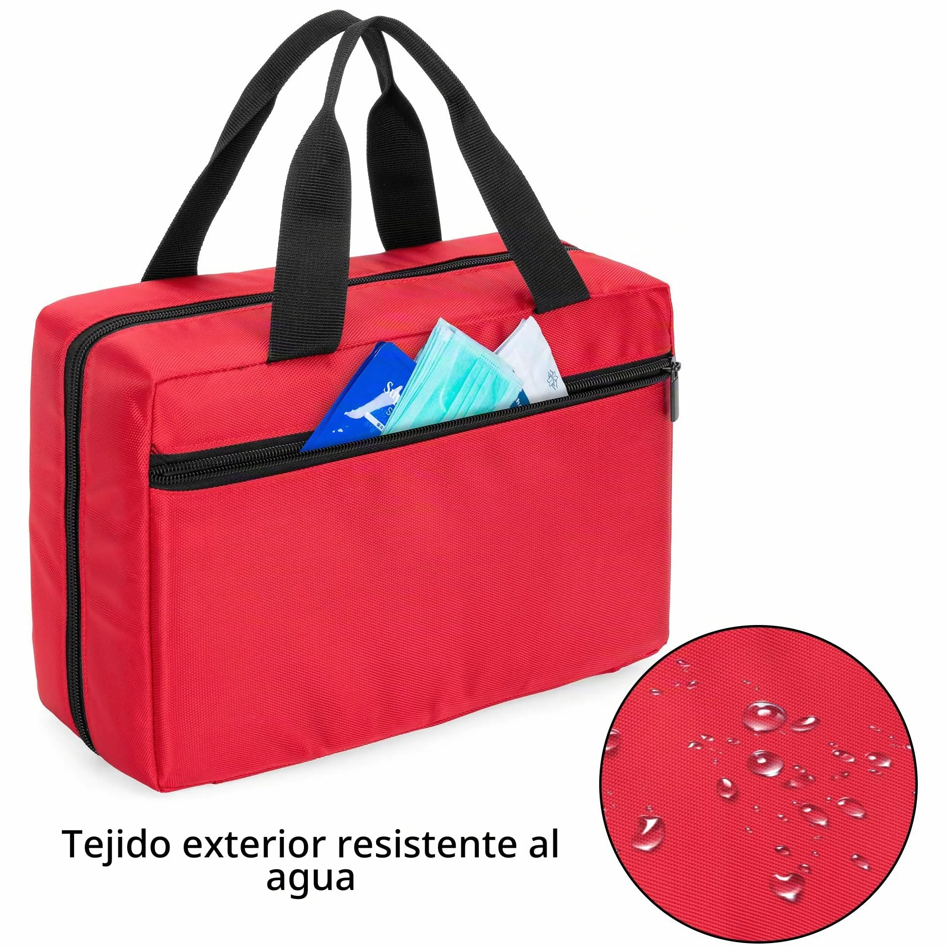 Trunab Botiquin de Primeros Auxilios Coche Rojo, Vacío, SÓLO Bolsa Bolsa de Farmacia, Caja Botiquín Casa Profesional para Kit de Emergencia, Ideal para Hogar, Camping, Viajes y Senderismo