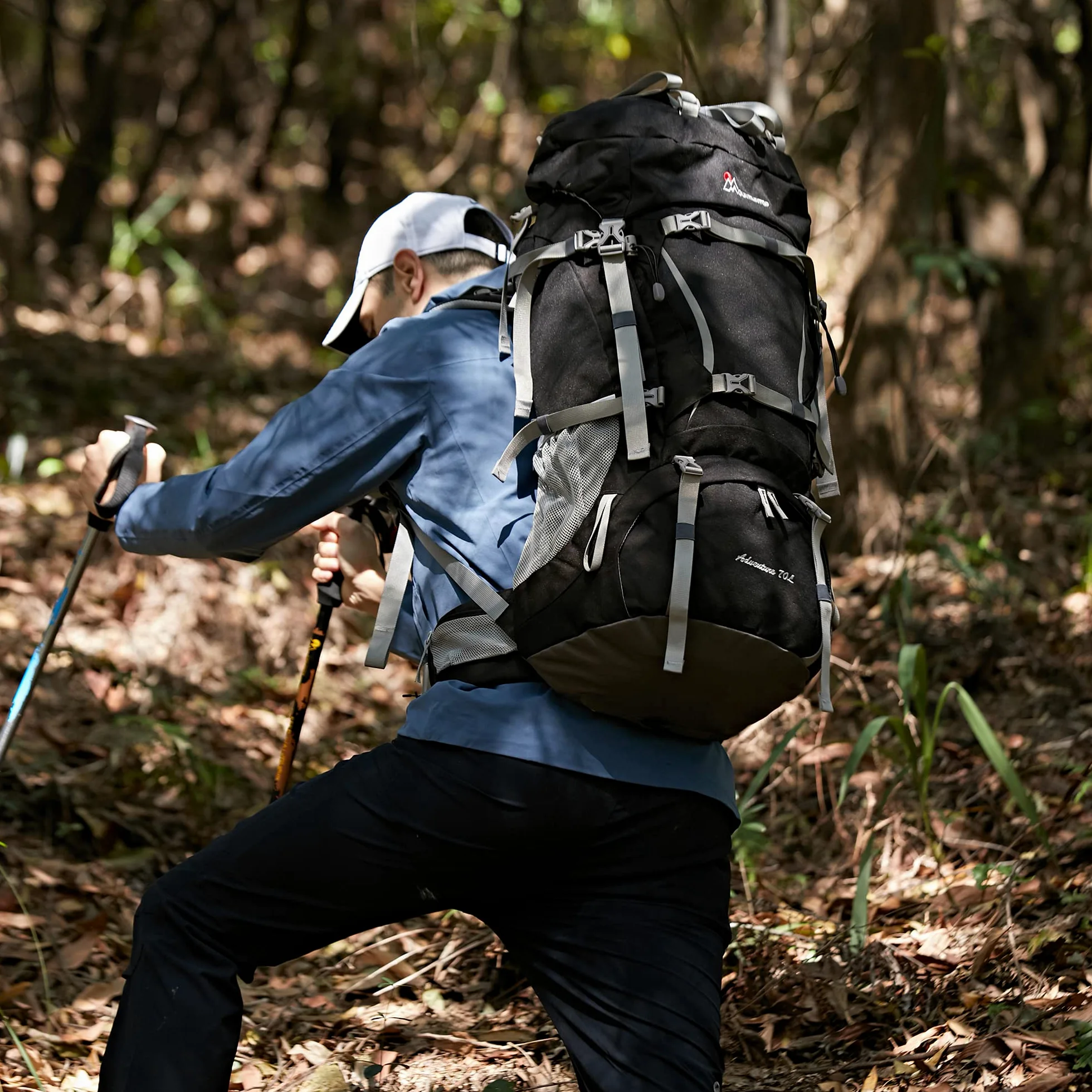 MOUNTAINTOP 70L Mochila de Senderismo para Hombre y Mujer, Mochila Trekking Unisex, Espaciosa y Resistente para Montaña, Viajes y Acampadas, con Soporte Lumbar Acolchado y Múltiples Bolsillos | Para trekking larga distancia y acampada, cremalleras YKK, fu