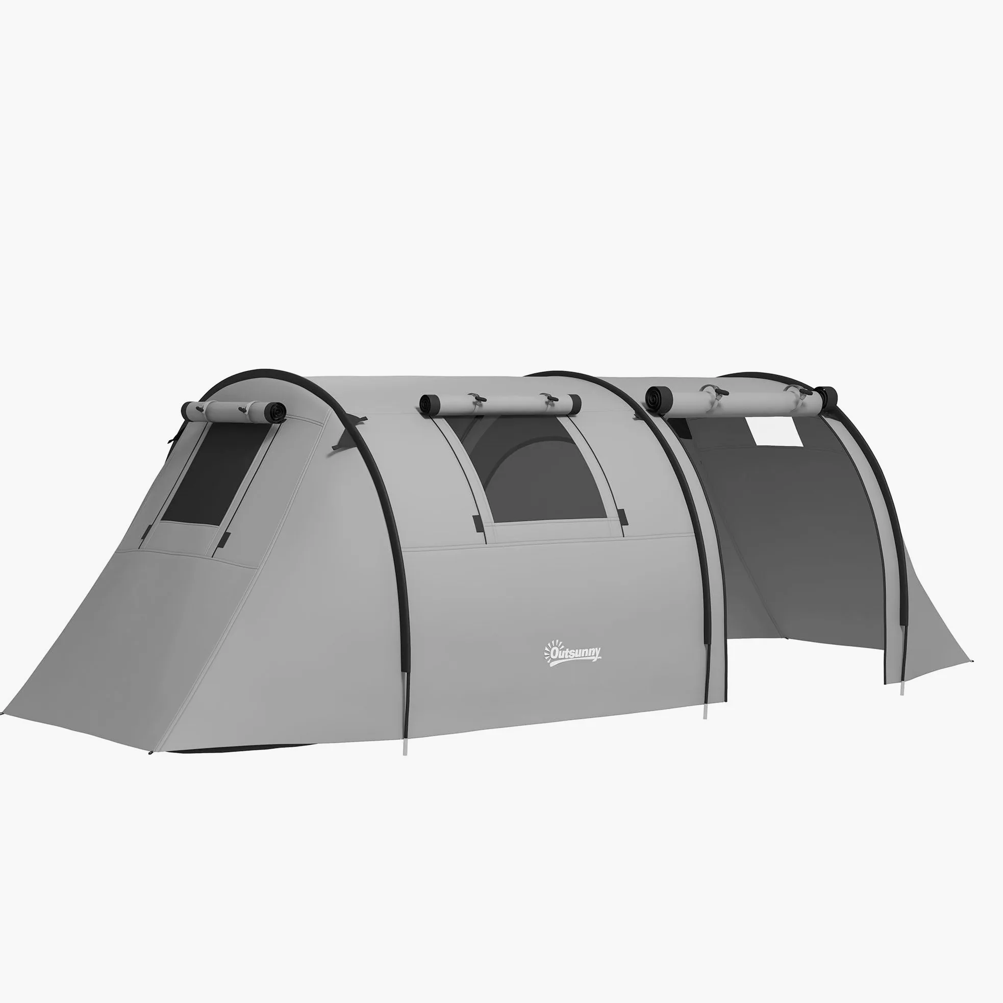 Outsunny Tienda de Campaña Familiar para 3 Personas Tienda Camping Plegable Ligera con Puertas Ventallas Gancho Bolsa de Transporte Impermeable 3000 mm para Playa Senderismo 470x220x150 cm