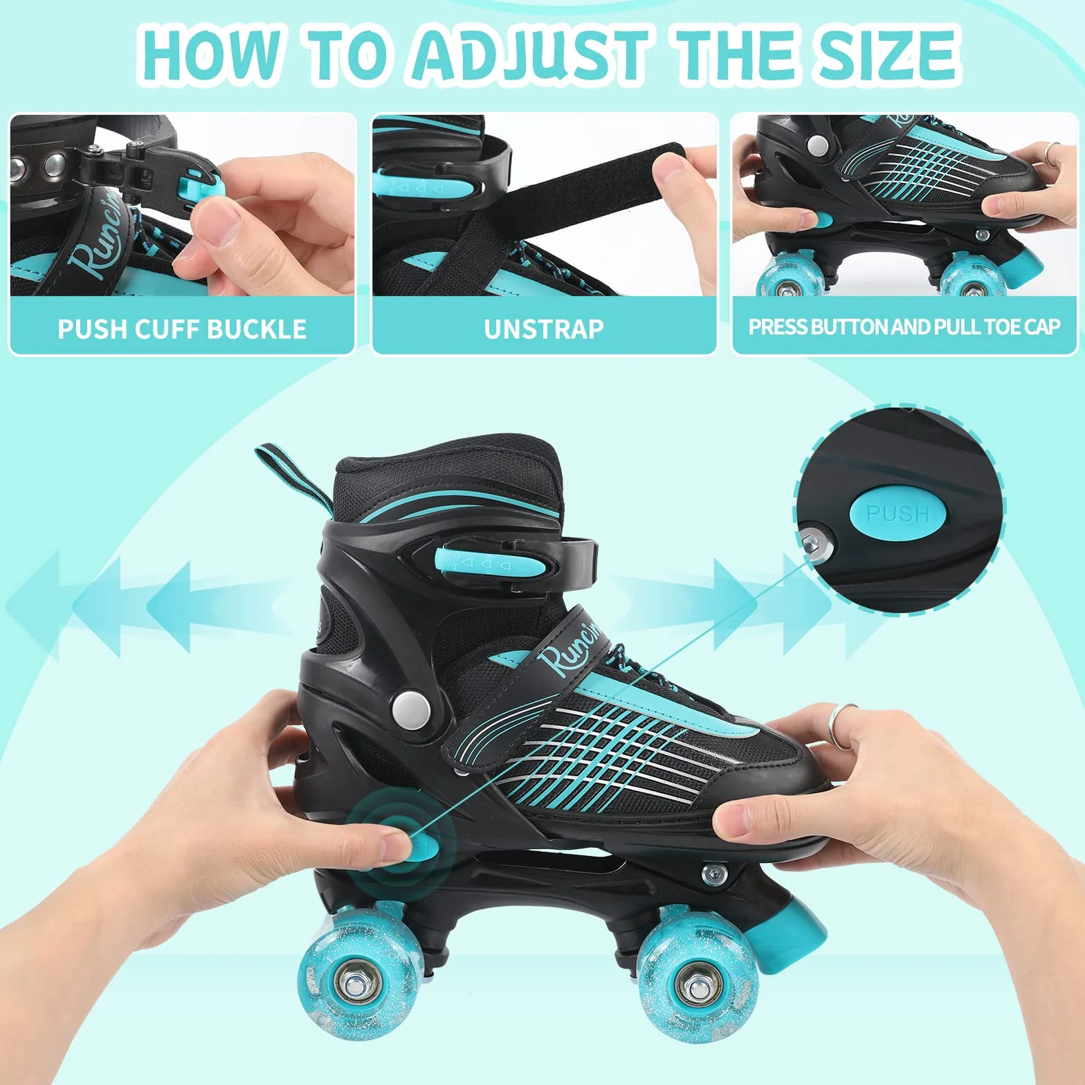 Patines en Paralelo Ajustables para Niños con Ruedas Iluminadas