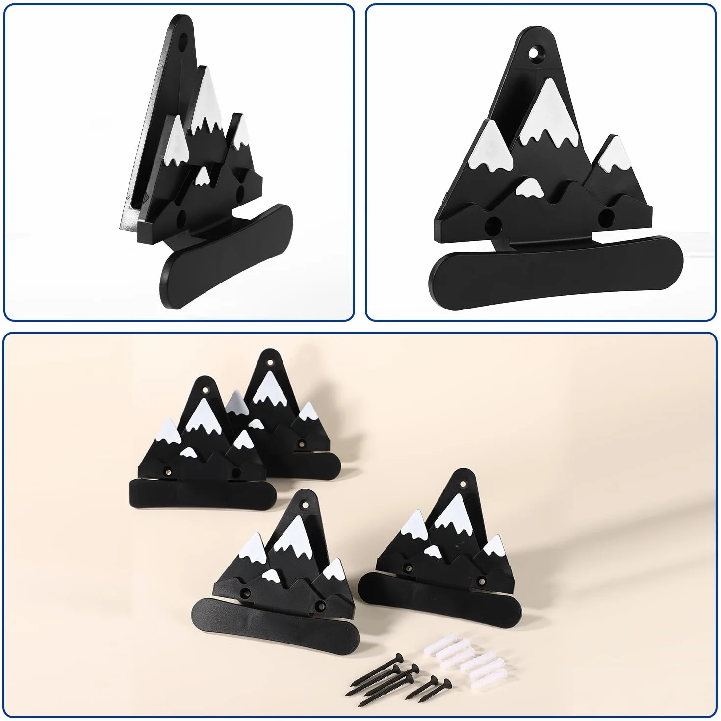 4 Piezas de Soporte Tabla de Snowboard, Soporte de Pared para Tablas de Snowboard con Ganchos Soporte de Pared para Almacenamiento de Tablas de Snowboard para Exhibición de Tablas de Snowboard