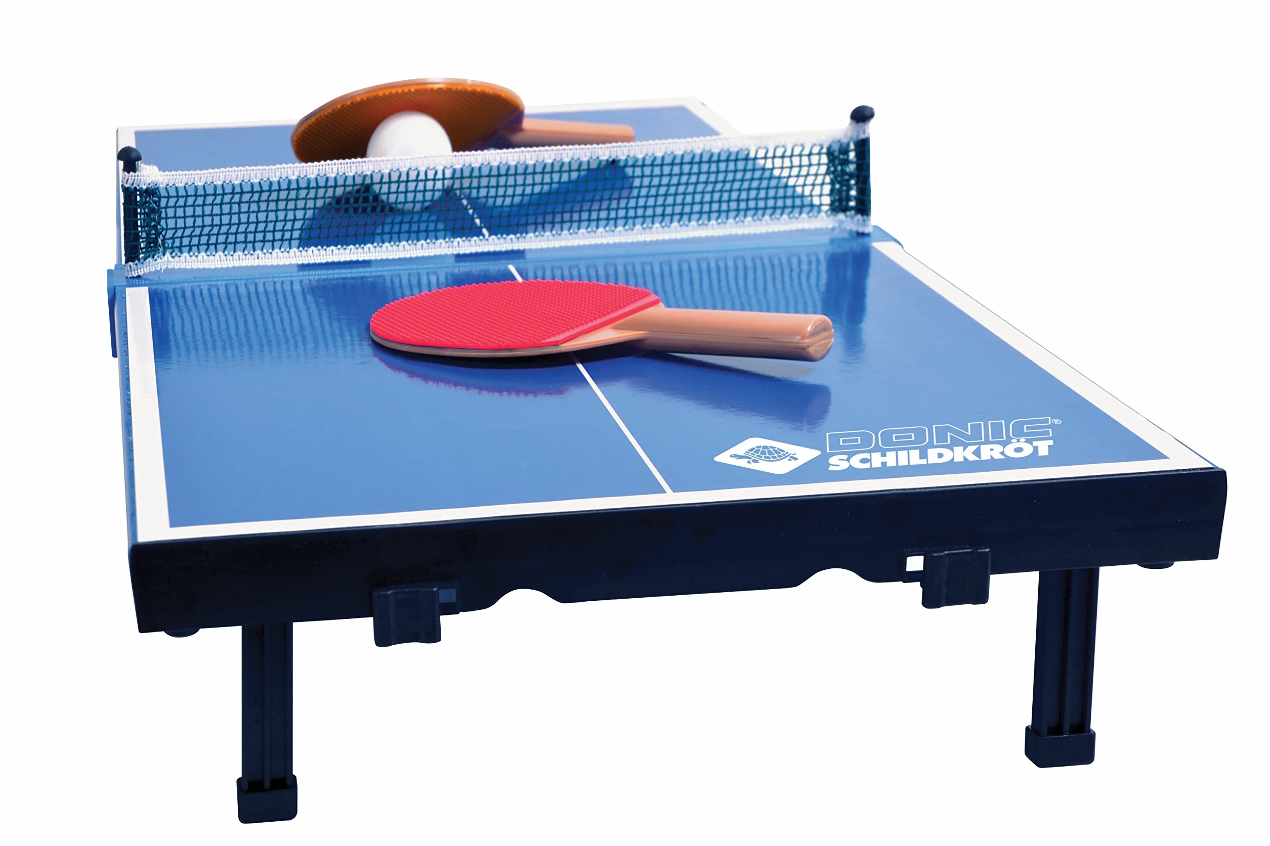 Donic-Schildkröt 838576 - Juego Completo de Mesa de Ping Pong (2 Palas y 1 Pelota, Plegable, tamaño maletín, 68 x 33 x 9 cm), Color Azul