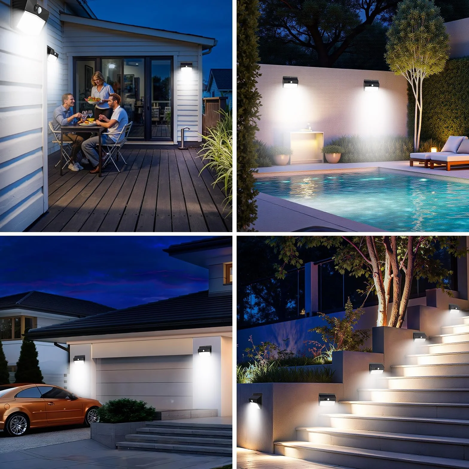 Nipify Focos Solares Exteriores 2 Paquete con Sensor de Movimiento Impermeable para Jardín Patio