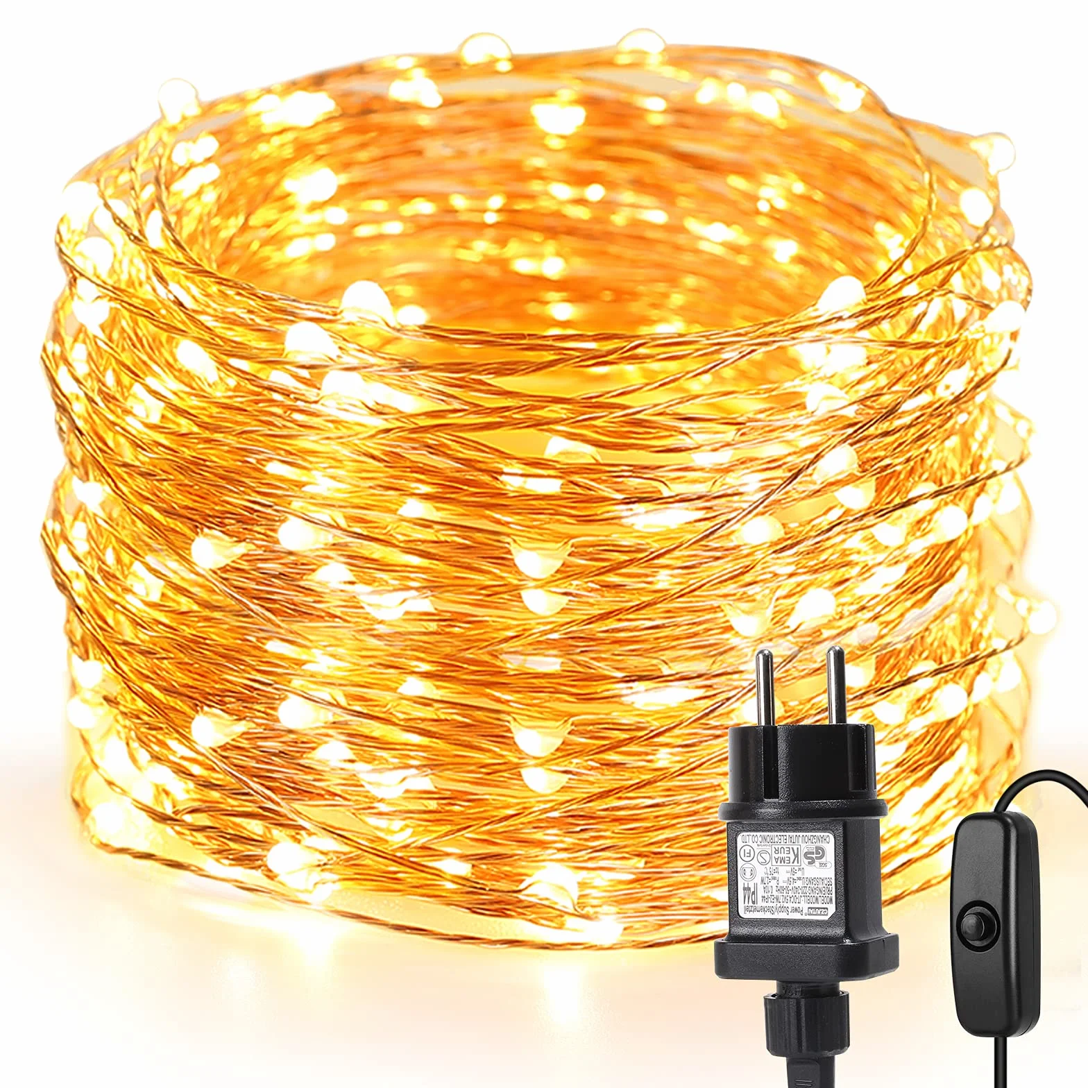 Lepro 20m 200 LEDs Luces de Hadas con Enchufe Impermeable IP65 Blanco Cálido