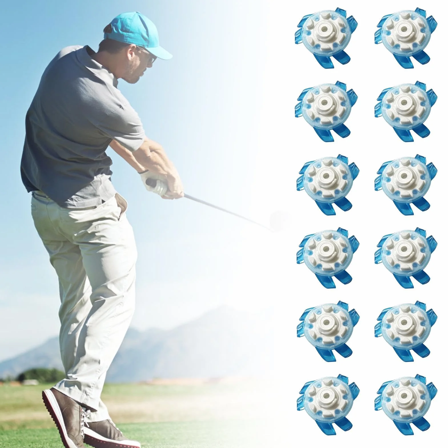 Pinchos para zapatos de golf, 16 tacos de repuesto a granel, tacos de golf antideslizantes, para zapatos de golf, tacos de dientes para zapatos de golf, tacos antideslizantes para zapatos de golf para