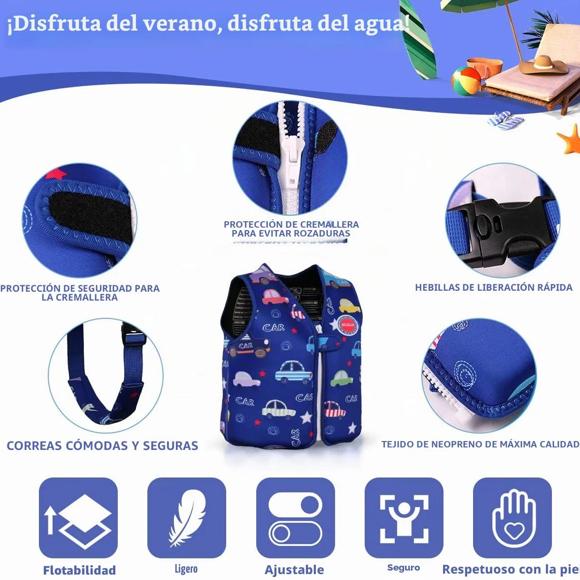 Floaties - Bañador Flotante para niños pequeños, con Ajustable, Unisex