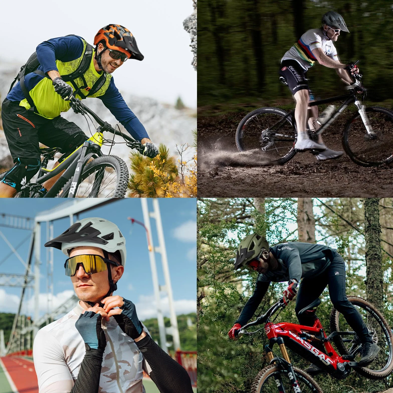 Favoto Casco de Bicicleta de montaña Ligero, Casco de Bicicleta de montaña y Carretera para Hombres y Mujeres, Certificado CE, Transpirable, Ajustable, Casco de Ciclismo para Adultos y jóvenes