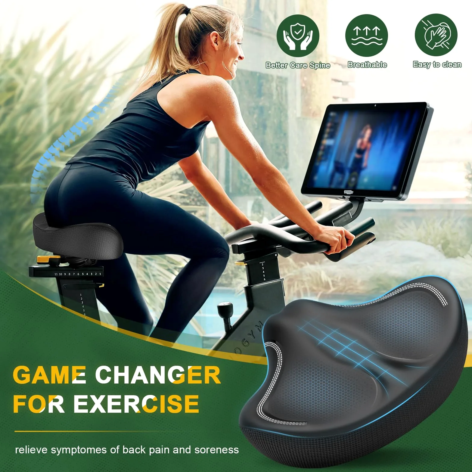 Cojín de asiento de bicicleta de gran tamaño sin nariz, cómodo asiento de bicicleta para hombres y mujeres, sillín de bicicleta extra ancho compatible con Peloton, bicicleta eléctrica