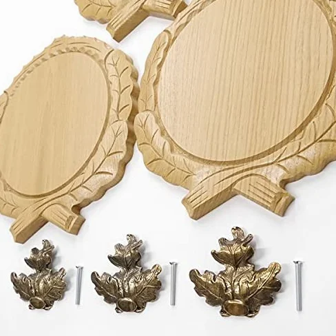 GTK Oferta 3 placas de cuña talladas de roble claro AF 19 cm con 3 hojas de roble, portada grande, tabla cuña, tabla de especias, cartel trofeo.
