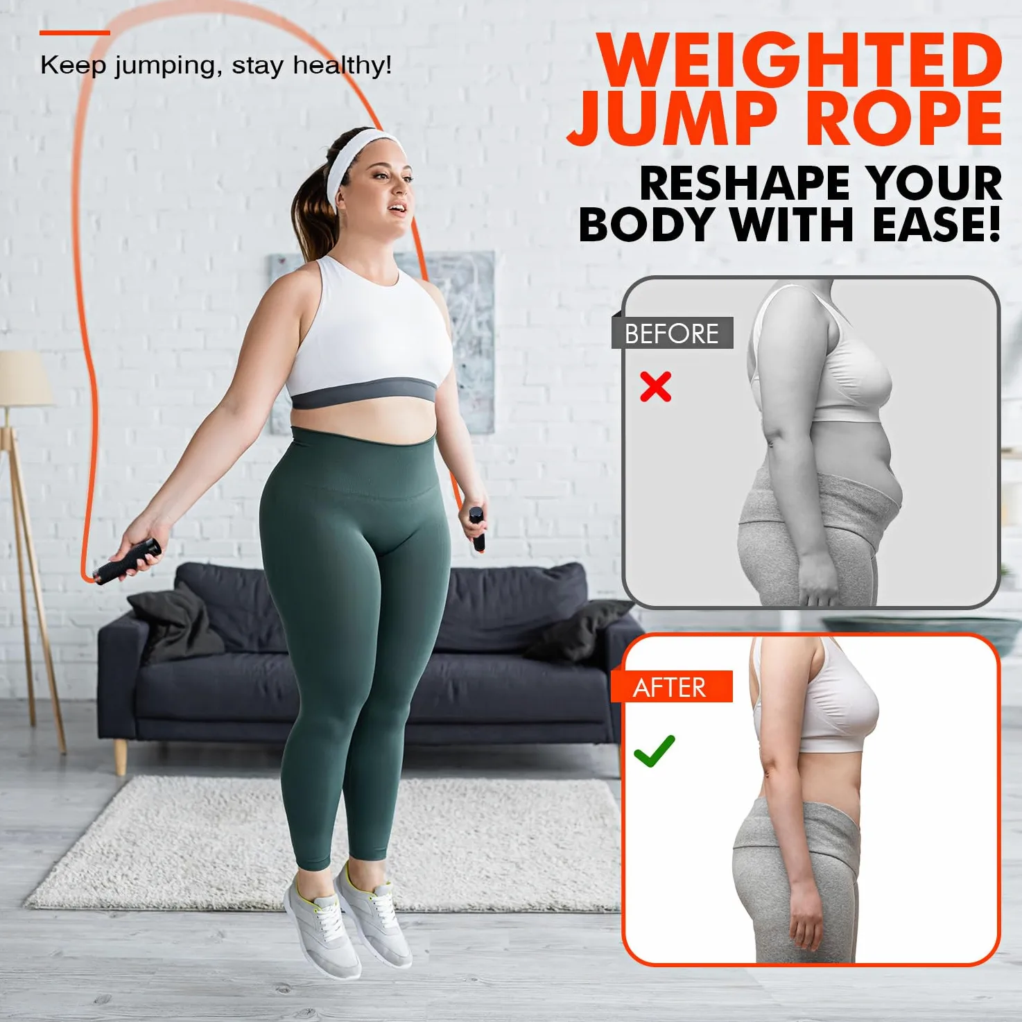 Cuerda de saltar, equipo de entrenamiento de gimnasio en casa, cuerda de saltar pesada para hombres y mujeres, cuerdas de saltar pesadas ajustables de 1 libra para fitness en casa, mejora la velocidad