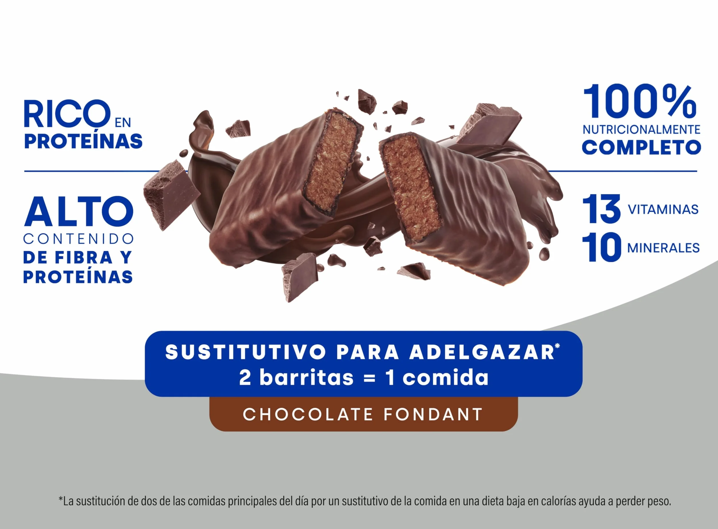 BIMANÁN Barritas Chocolate Fondant Sustitutivos de Comida 10 Unidades 238 Calorías Ricas en Fibra