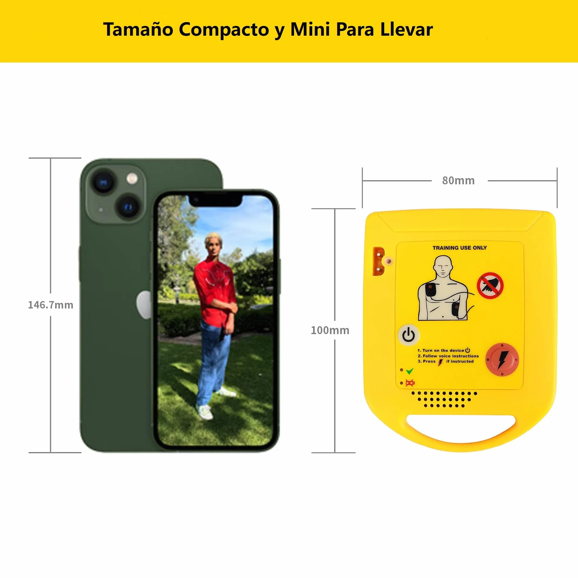 Mini AED Trainer Desfibrilador Entrenamiento Español Formación SBV DESA Principiantes (XFT-D0009)