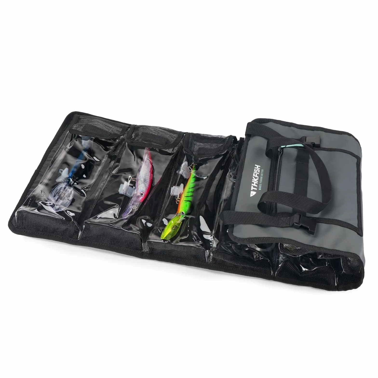 THKFISH Bolsa de señuelos enrollable para trucha con wobbler, estuche de almacenamiento