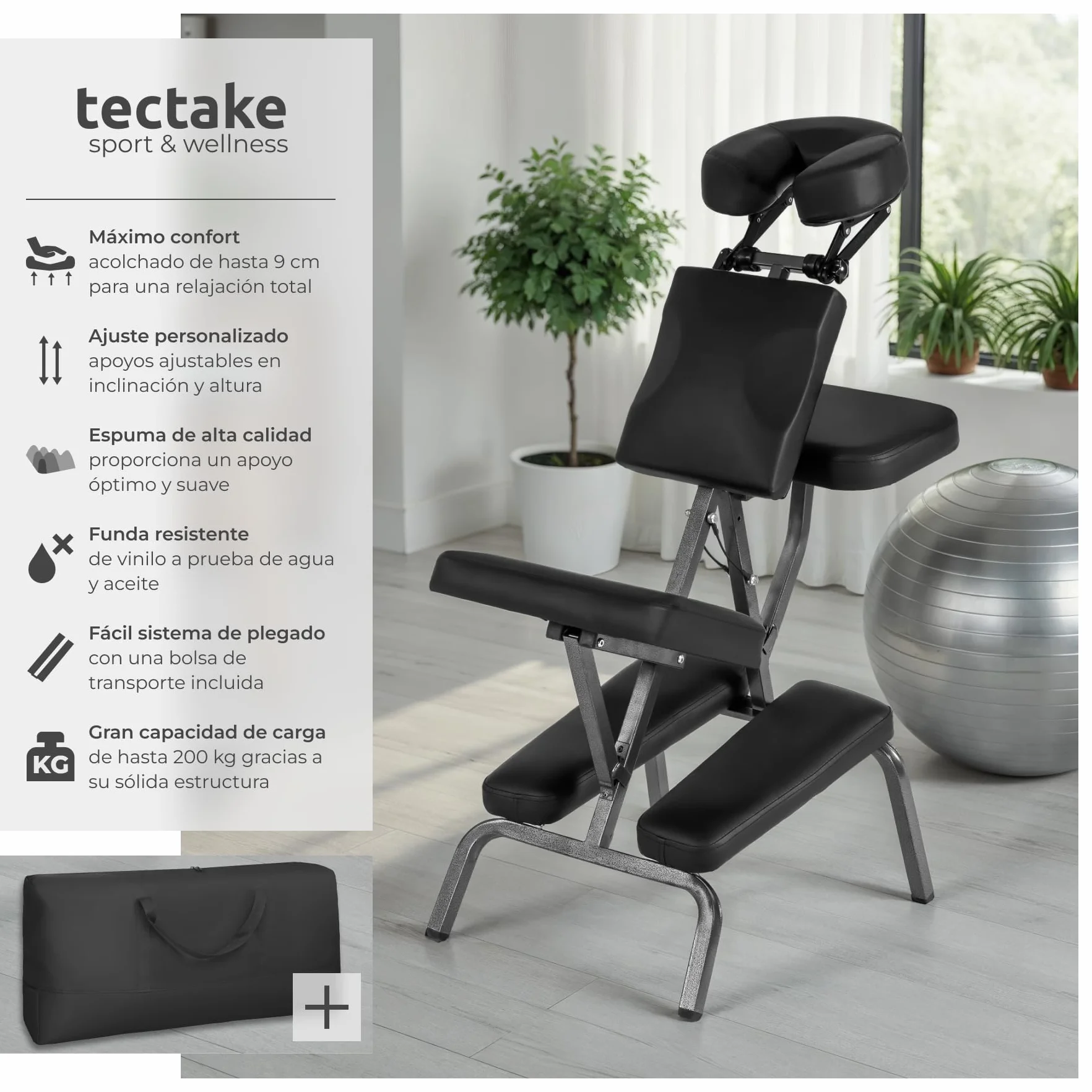 TecTake Silla de Masaje Fisioterapia Rehabilitacion Sillón de Tratamiento Tattoo