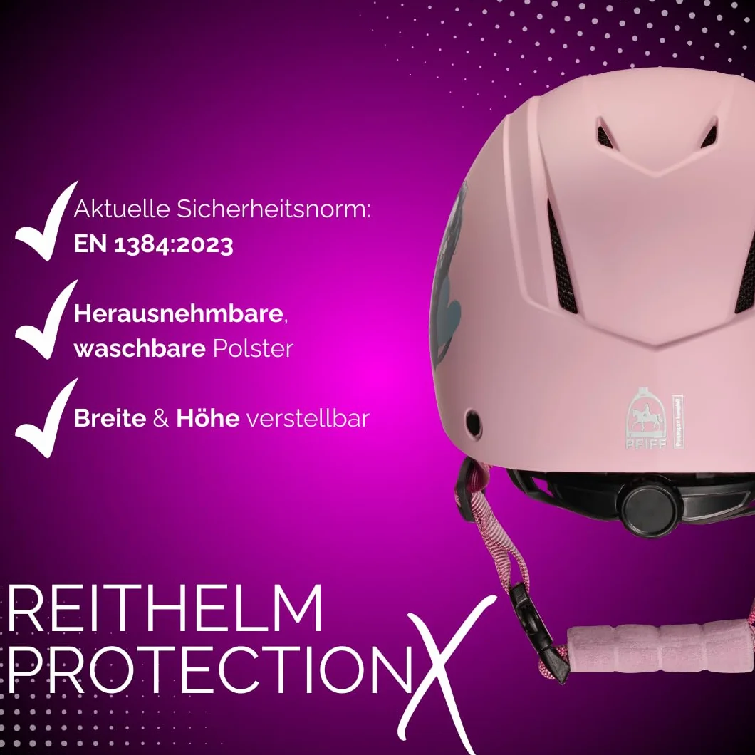 PFIFF ProtectionX Casco de equitación para niños Ajustable con ventilación Azul Negro Rosa 48-52 52-56 cm