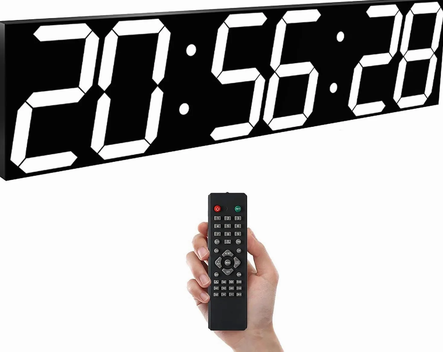 Temporizador de Actividad física de Gran tamaño: Reloj de Pared Digital LED multifunción, cronómetro Incorporado, alarmas, función de Temporizador y Temperatura, Memoria de Apagado, Enchufe