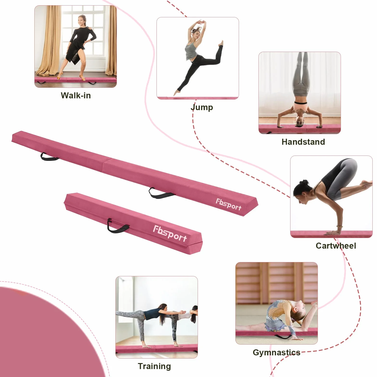 Viga de Equilibrio Plegable 240/270/300cm Gimnasia Infantil
