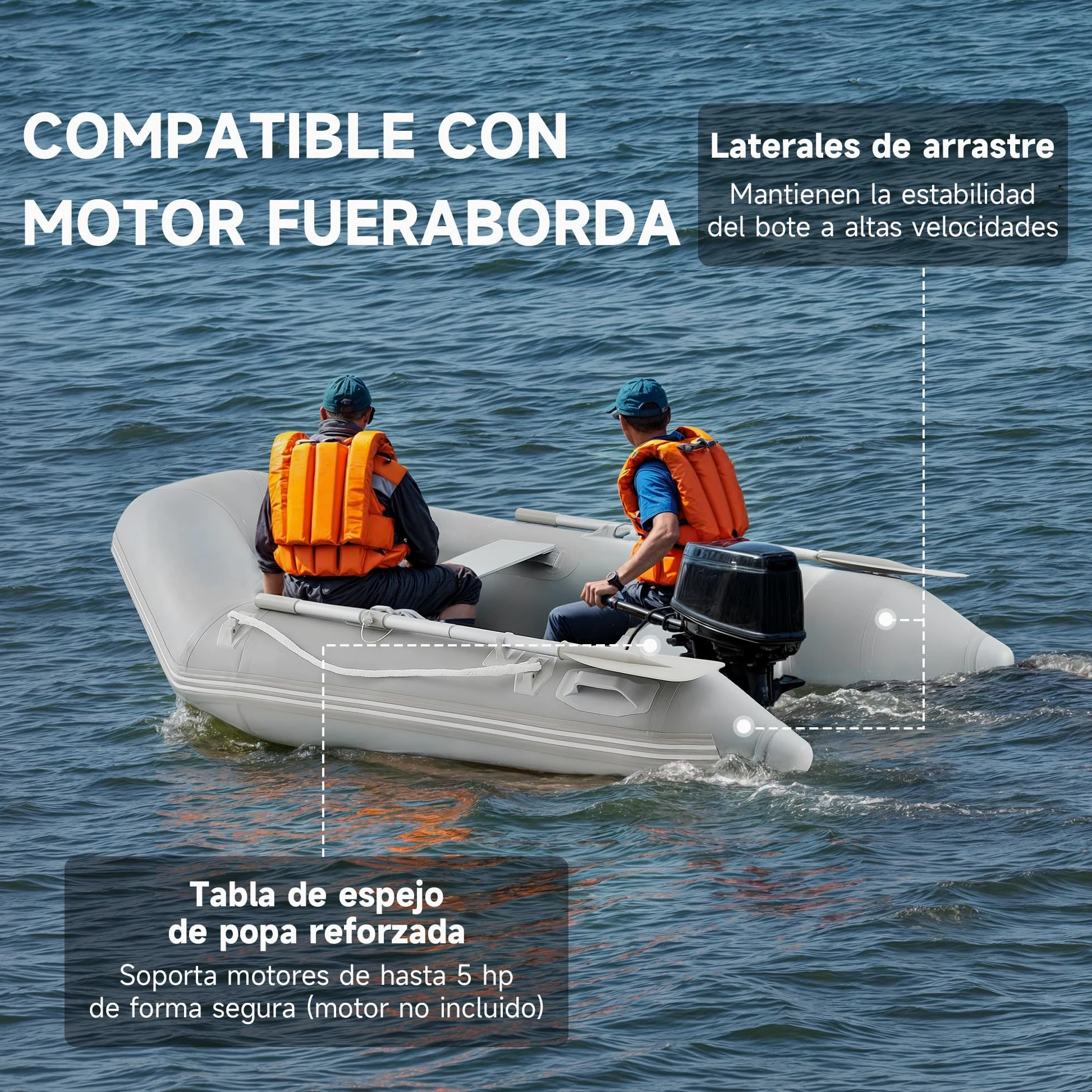 CO-Z Bote Inflable para Adultos Bote Inflable para 4 Personas, Capacidad de 450 kg, Base de aleación de Aluminio para Pesca náutica, Juego Compatible con Motor fueraborda