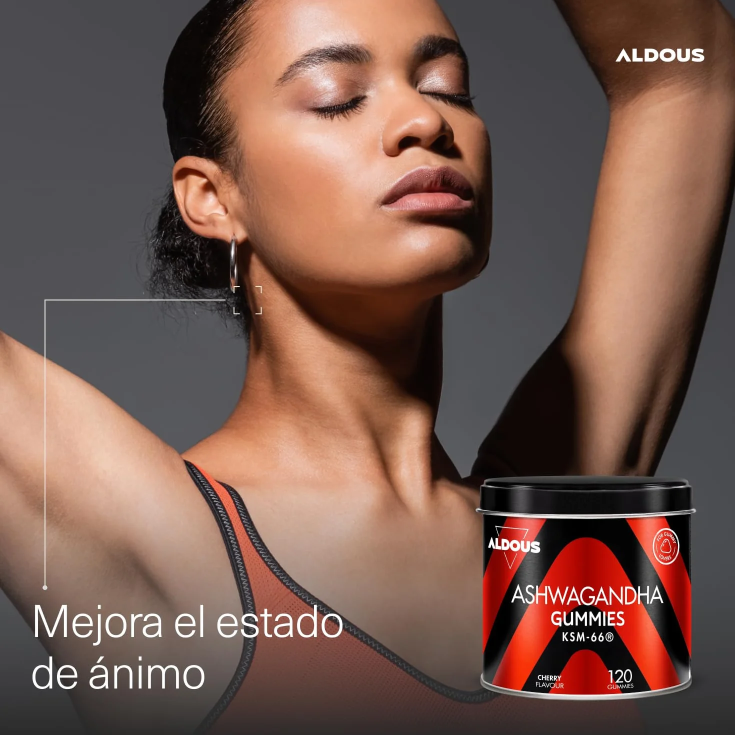 ALDOUS Ashwagandha KSM-66 Gominolas 120 Gummies sabor Cereza Relajación Natural