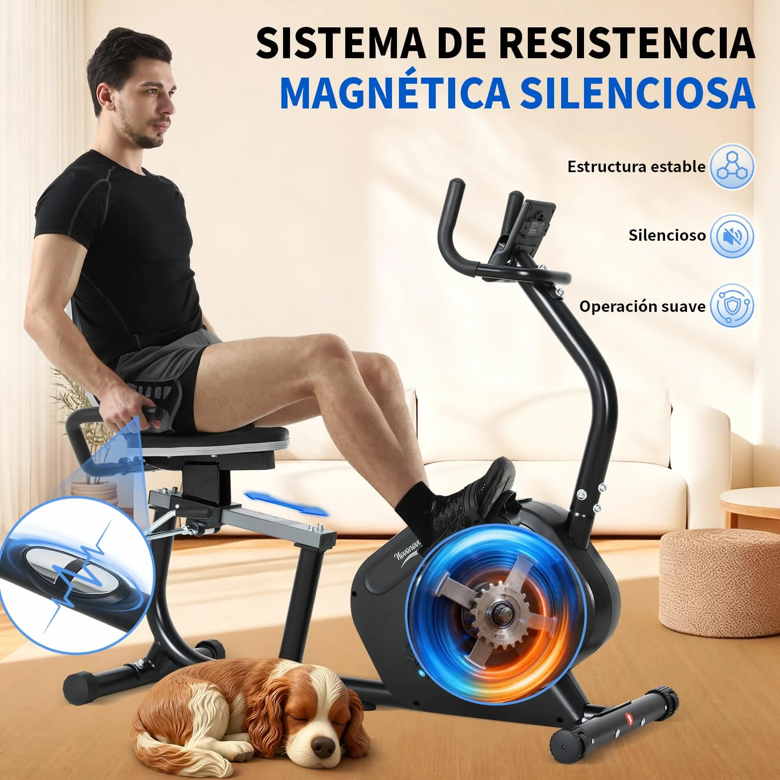 Bicicletas Estaticas Rehabilitacion, Bicicleta Estatica con Respaldo con 16 Niveles de Resistencia, Sensor de Pulso,Bici Estatica con Pedaleo silencioso,Ruedas de Transporte Exercise Bike