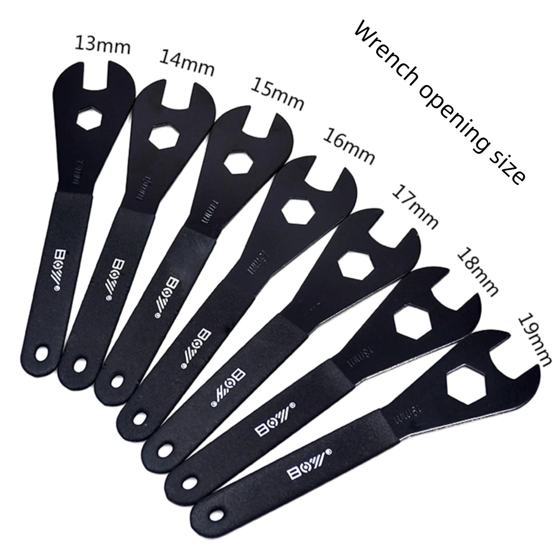 Juego de llaves cónicas de bicicleta de acero al carbono profesional para pedal y herramientas de cubo (7 llaves 13-14-15-16-17-18-19 mm)