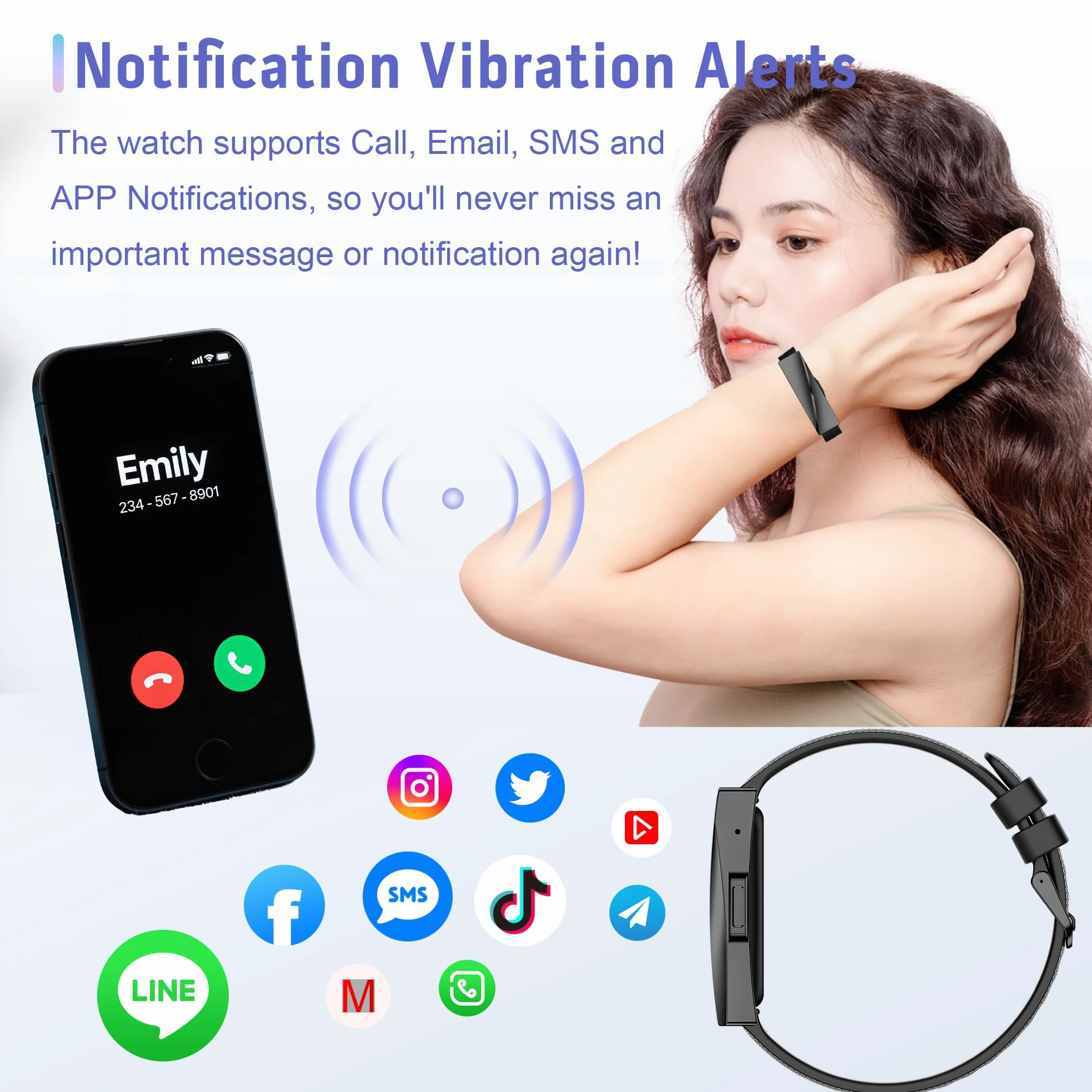 Reloj Deportivo con 170 Deportes, Podómetro Reloj Inteligente Mujer | gps pulsera actividad, notificaciones bluetooth, monitor de sueño, frecuencia cardíaca, spo2, impermeable para android/ios