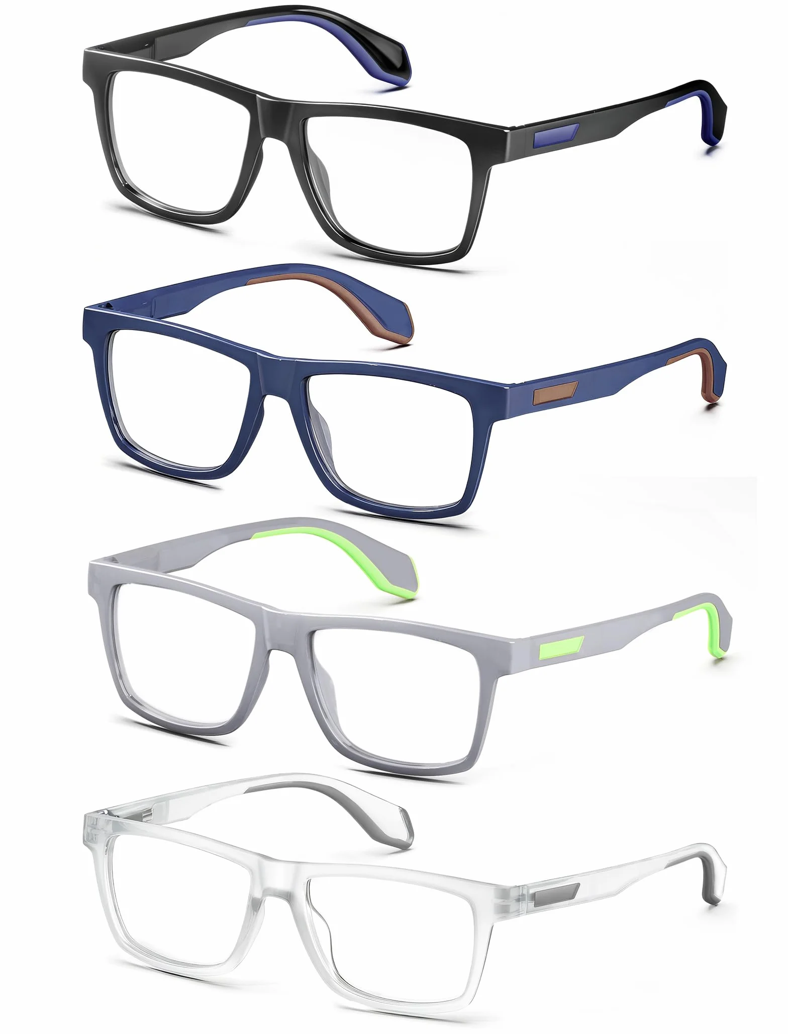 MODFANS Varillas de Goma 4 Gafas de Lectura Anti Luz Azul Lente Clara Colores Mezclados
