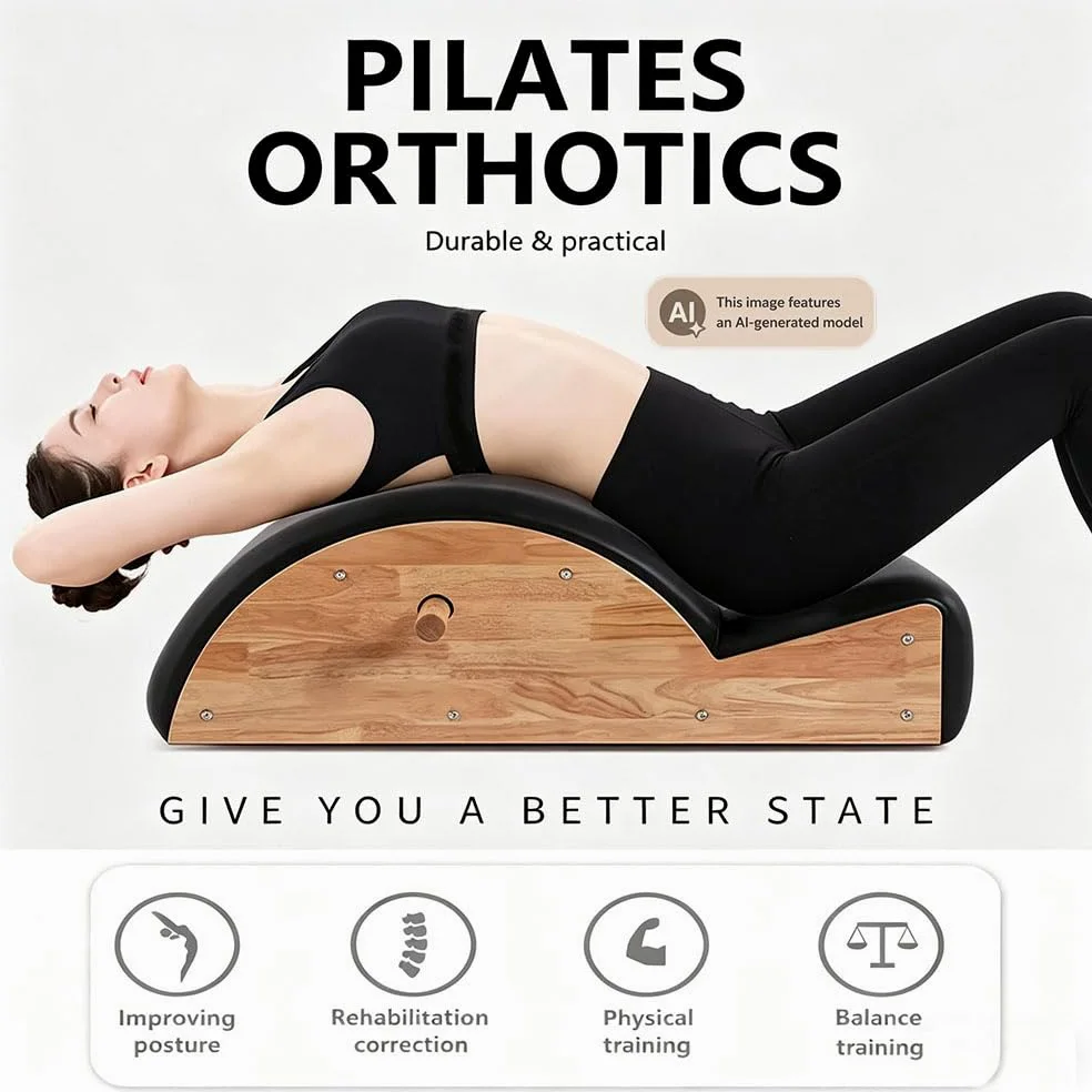 Corrector de Columna Espinal Pilates – Corrector de Postura, Máquina de Pilates Reformer, Accesorio de Yoga y Pilates , Madera Caucho,casa y Entrenar en el Gimnasio